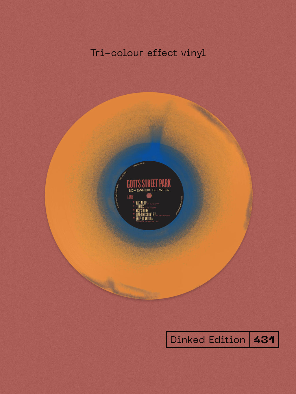 GOTTS STREET PARK - SOMEWHERE BETWEEN - DINKED EDITION 431 - TRI-COLOUR EFFECT VINYL LP + SIGNED POSTER