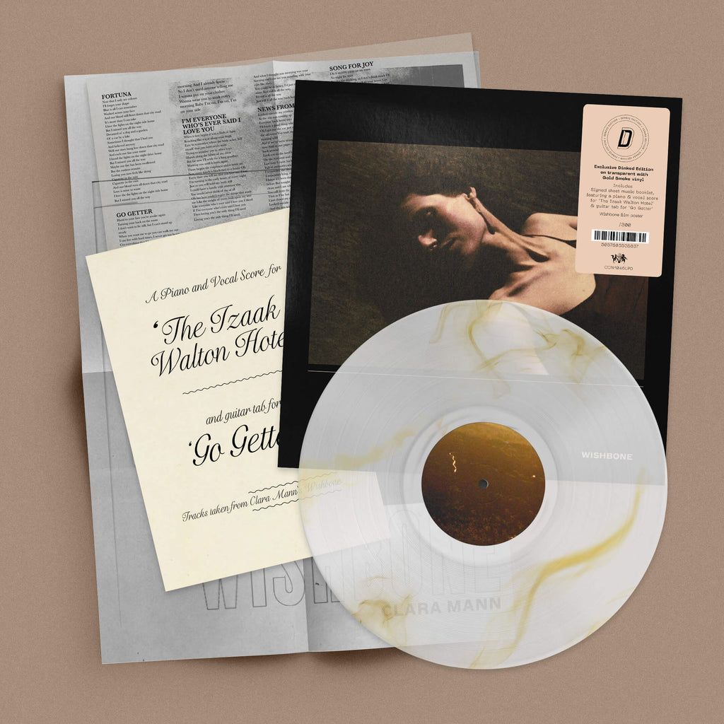 CLARA MANN - WISHBONE - DINKED EDITION 433 - TRANSPARENT WITH GOLD SMOKE VINYL LP + SIGNED BOOKLET & POSTER