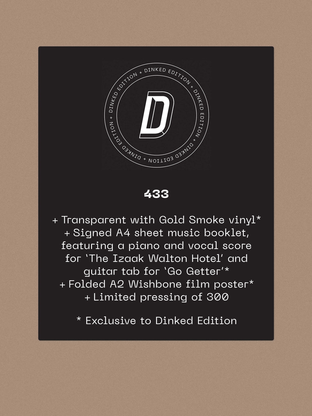 CLARA MANN - WISHBONE - DINKED EDITION 433 - TRANSPARENT WITH GOLD SMOKE VINYL LP + SIGNED BOOKLET & POSTER