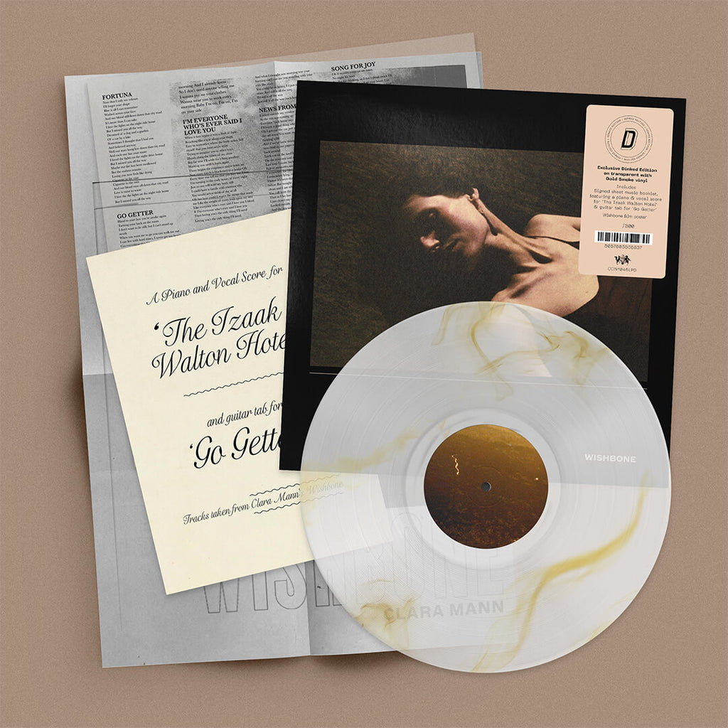 CLARA MANN - WISHBONE - DINKED EDITION 433 - TRANSPARENT WITH GOLD SMOKE VINYL LP + SIGNED BOOKLET & POSTER