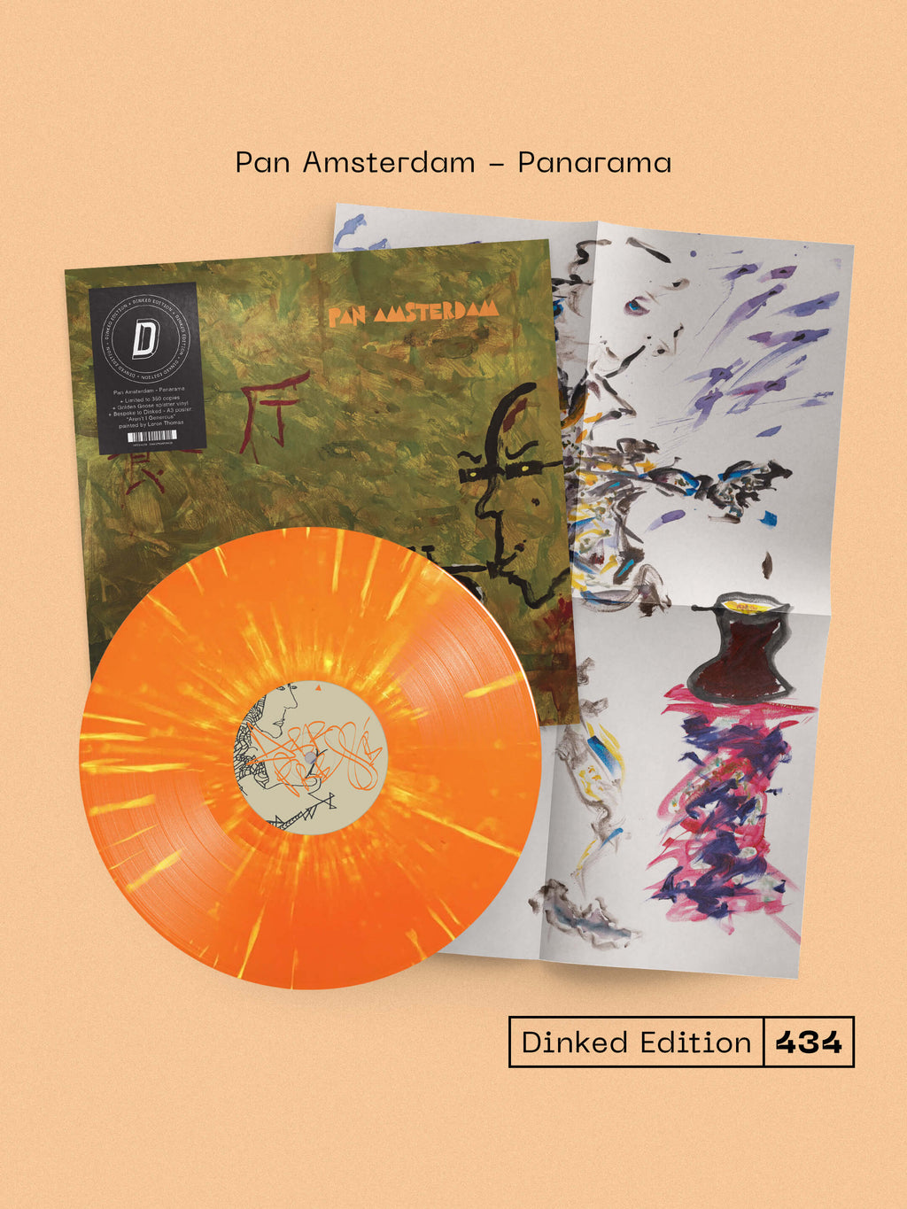 PAN AMSTERDAM - PANARAMA - DINKED EDITION 434 - GOLDEN GOOSE SPLATTER VINYL LP + BESPOKE A3 POSTER - LTD PRESSING OF 350