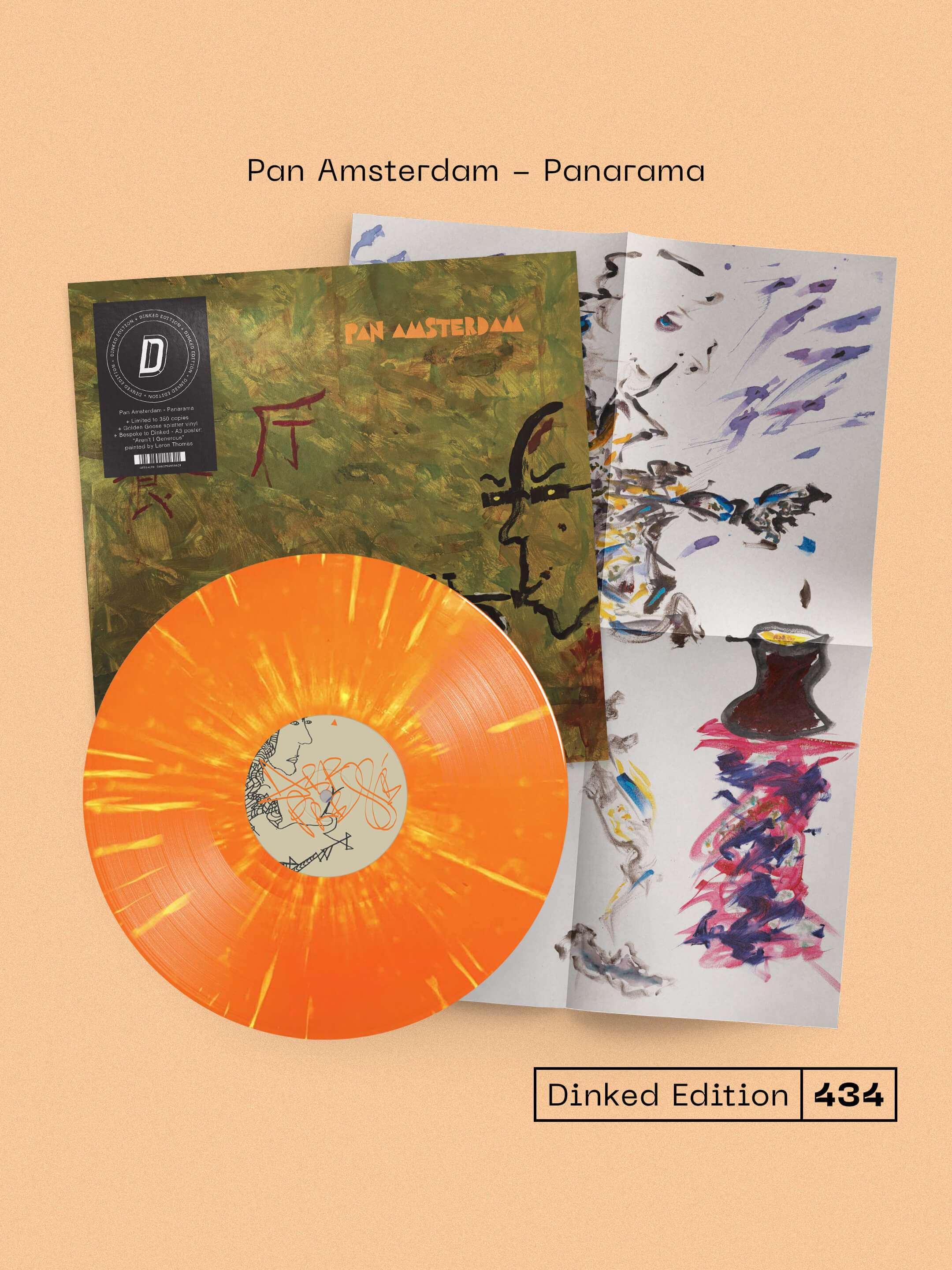 PAN AMSTERDAM - PANARAMA - DINKED EDITION 434 - GOLDEN GOOSE SPLATTER VINYL LP + BESPOKE A3 POSTER - LTD PRESSING OF 350