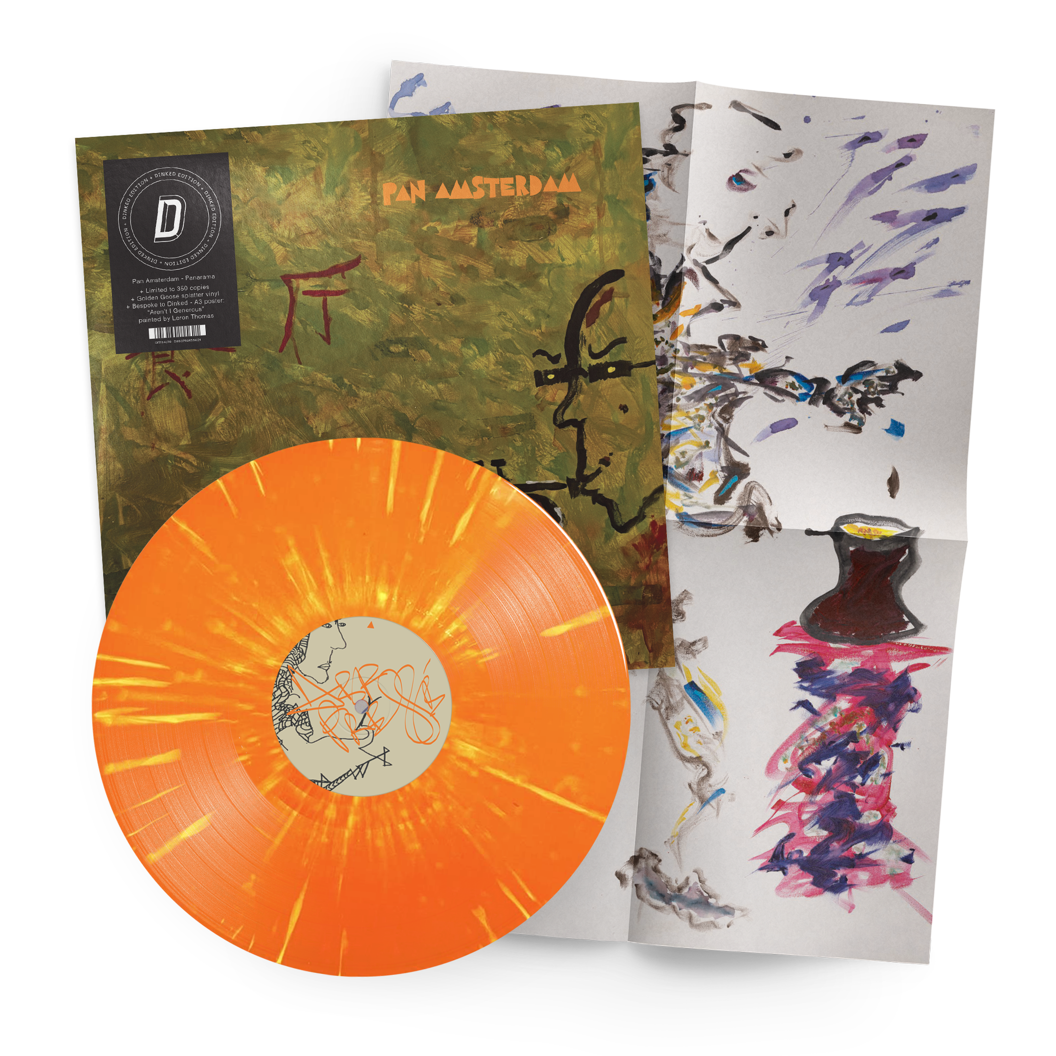 PAN AMSTERDAM - PANARAMA - DINKED EDITION 434 - GOLDEN GOOSE SPLATTER VINYL LP + BESPOKE A3 POSTER - LTD PRESSING OF 350