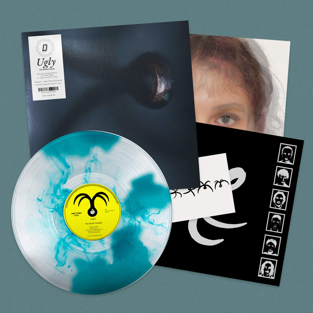UGLY - THE SOUTH FACADE - DINKED EDITION 435 - CLEAR GLASS WITH CYAN ACCENT VINYL LP + POSTCARD & ART PRINT