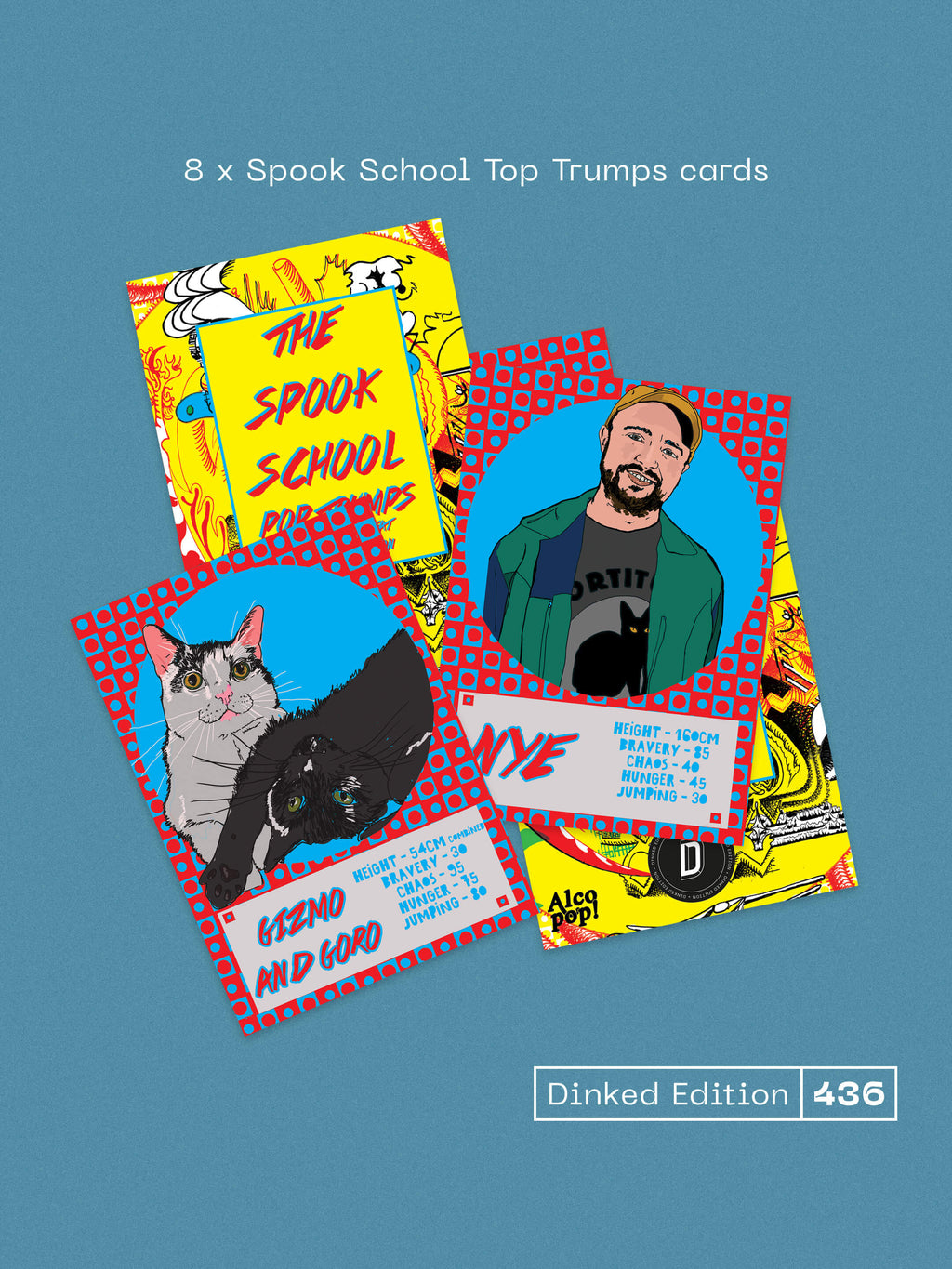 THE SPOOK SCHOOL - LIKE A HEARTBEAT - DINKED EDITION 436 - 'HEARTBEAT' RED & YELLOW SPLATTER VINYL LP + SIGNED PHOTO & TOP TRUMP CARDS