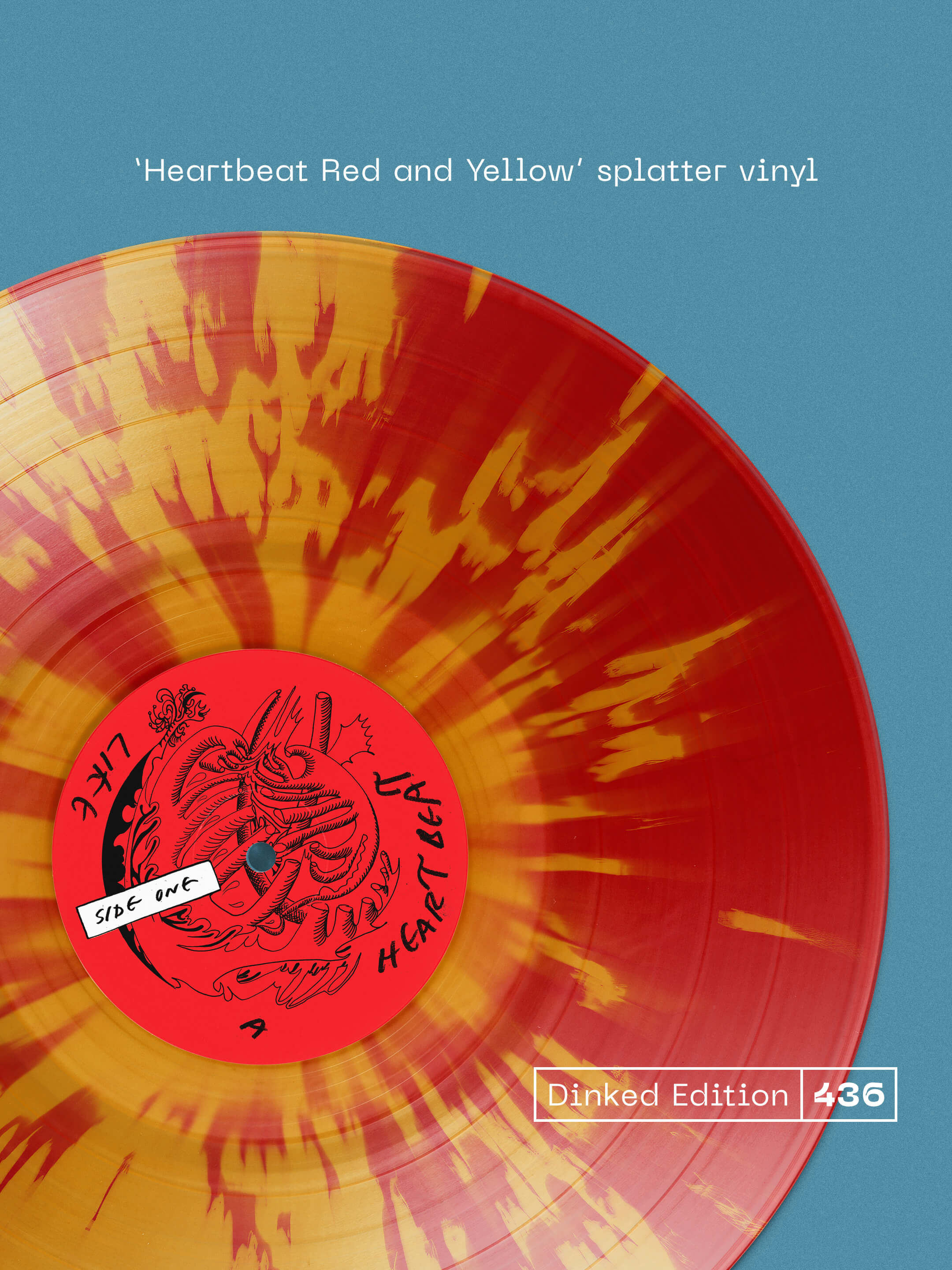THE SPOOK SCHOOL - LIKE A HEARTBEAT - DINKED EDITION 436 - 'HEARTBEAT' RED & YELLOW SPLATTER VINYL LP + SIGNED PHOTO & TOP TRUMP CARDS