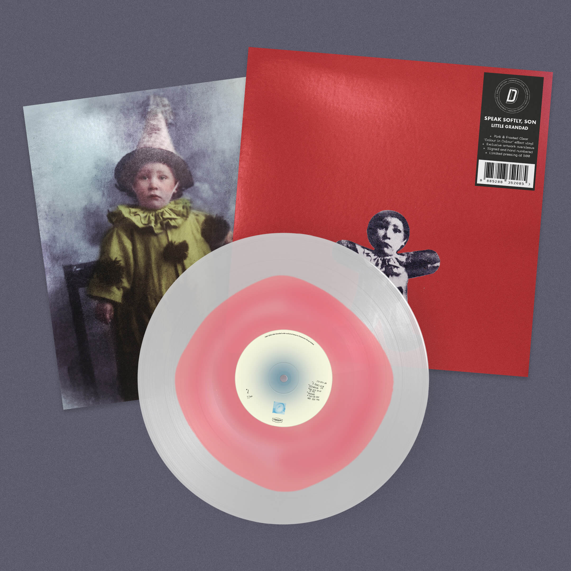 LITTLE GRANDAD - SPEAK SOFTLY, SON - DINKED EDITION 438 - PINK & FROSTED CLEAR 'COLUR IN COLOUR' EFFECT VINYL LP + SIGNED & HAND NUMBERED