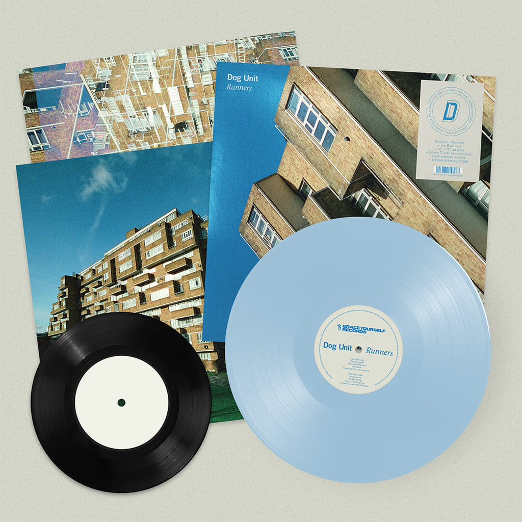 DOG UNIT - RUNNERS - DINKED EDITION 439 - ICE BLUE VINYL LP + ART PRINT & BONUS 7"