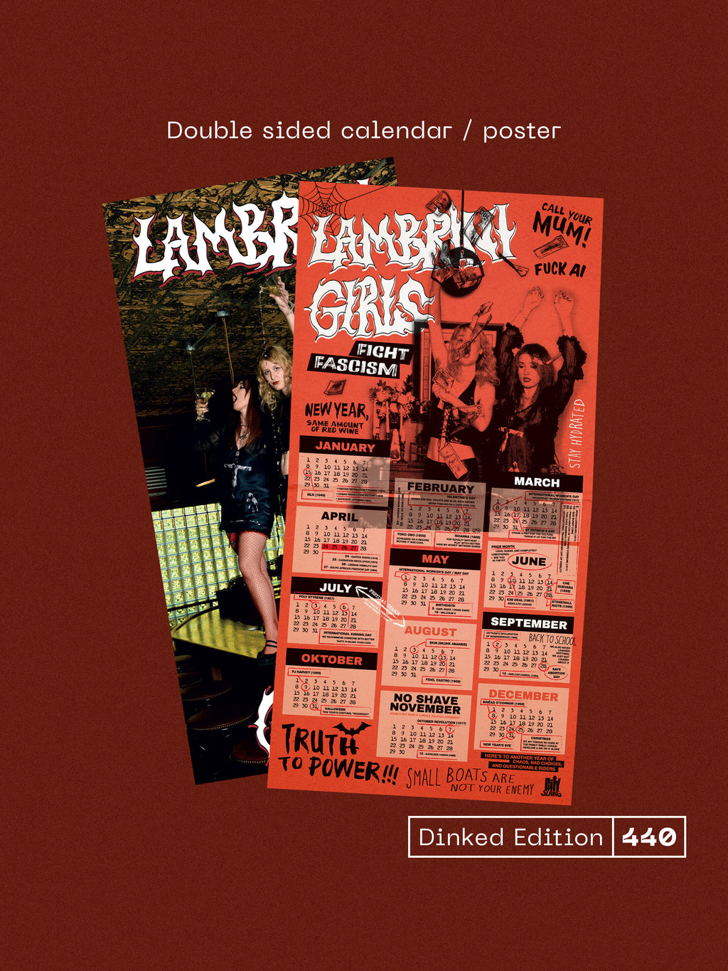 LAMBRINI GIRLS - NO REFUNDS - DINKED EDITION 440 - 'DON'T DINK SHAME MAGENTA' COLOUR VINYL LP + SIGNED INSERT + BUMPER STICKER & CALENDAR/POSTER - PRE ORDER OUT 15TH JANUARY 2027