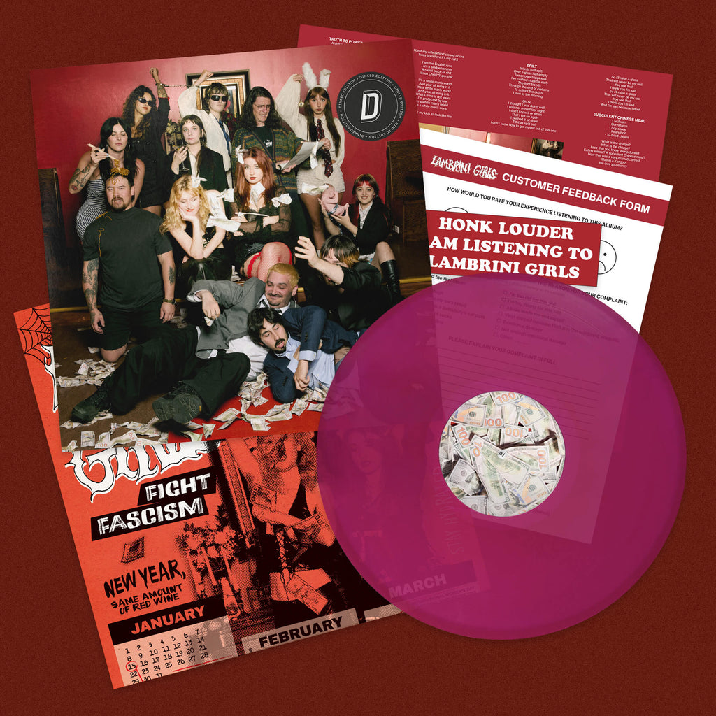 LAMBRINI GIRLS - NO REFUNDS - DINKED EDITION 440 - 'DON'T DINK SHAME MAGENTA' COLOUR VINYL LP + SIGNED INSERT + BUMPER STICKER & CALENDAR/POSTER - PRE ORDER OUT 15TH JANUARY 2027