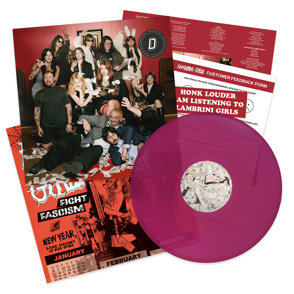 LAMBRINI GIRLS - NO REFUNDS - DINKED EDITION 440 - 'DON'T DINK SHAME MAGENTA' COLOUR VINYL LP + SIGNED INSERT + BUMPER STICKER & CALENDAR/POSTER - PRE ORDER OUT 15TH JANUARY 2027