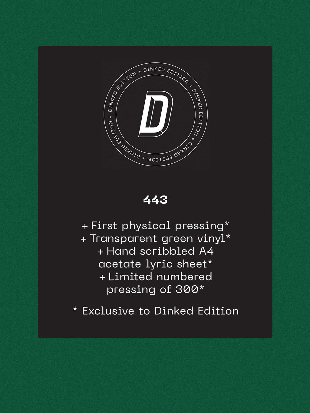 BLUE BENDY - ONE DAY THIS WILL ALL BE LORE - DINKED EDITION 443 - TRANSPARENT GREEN VINYL LP + HAND SCRIBBLED LYRIC SHEET - LIMITED TO 300 COPIES! PRE ORDER OUT 29TH JAN 2027