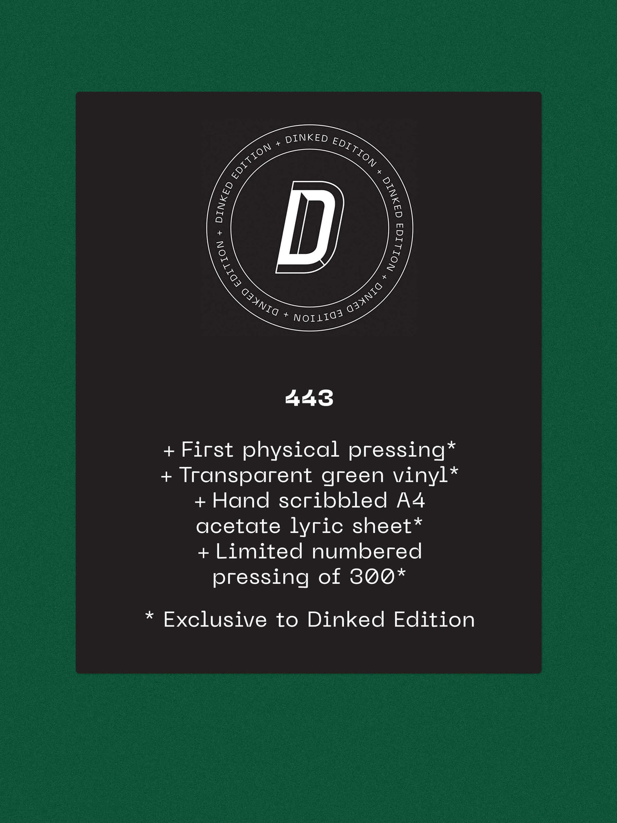BLUE BENDY - ONE DAY THIS WILL ALL BE LORE - DINKED EDITION 443 - TRANSPARENT GREEN VINYL LP + HAND SCRIBBLED LYRIC SHEET - LIMITED TO 300 COPIES! PRE ORDER OUT 29TH JAN 2027