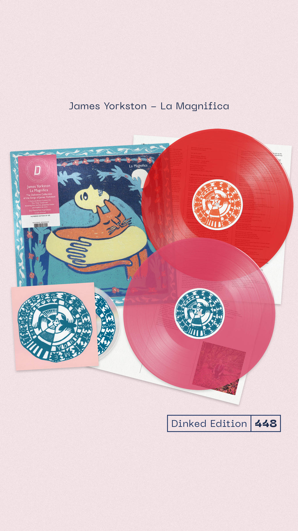 JAMES YORKSTON - LA MAGNIFICA - DINKED EDITION 448 - RED & PINK COLOUR 2LP VINYL + BONUS CD - LTD TO 500 COPIES - PRE ORDER OUT 27TH NOV 2026