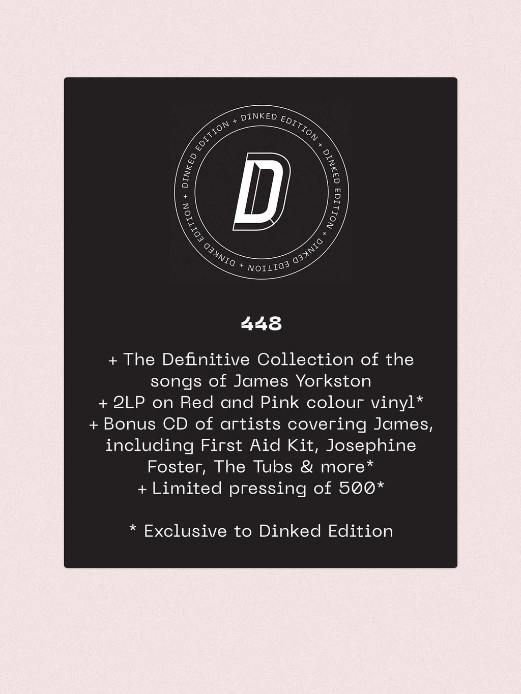 JAMES YORKSTON - LA MAGNIFICA - DINKED EDITION 448 - RED & PINK COLOUR 2LP VINYL + BONUS CD - LTD TO 500 COPIES - PRE ORDER OUT 27TH NOV 2026