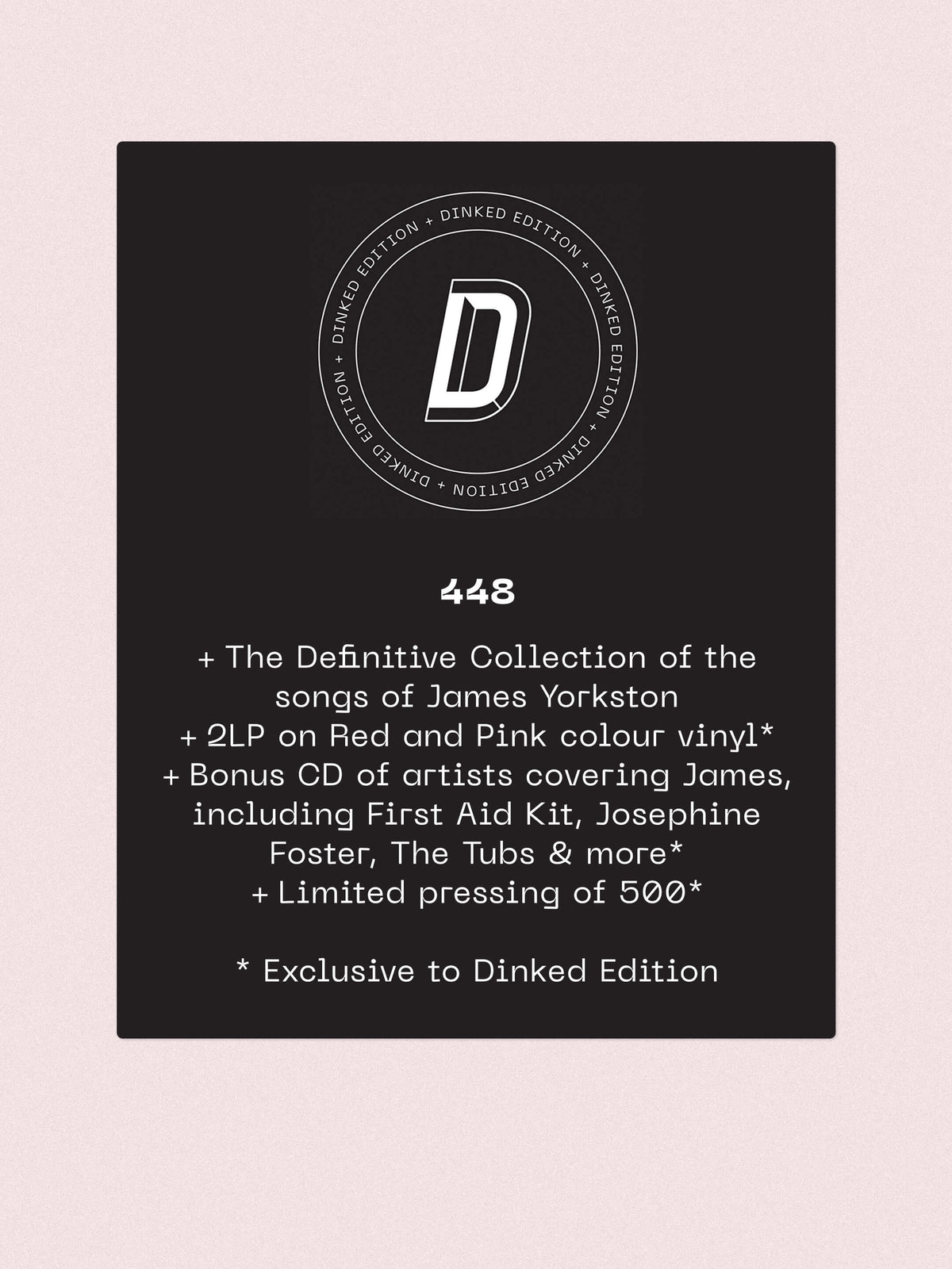 JAMES YORKSTON - LA MAGNIFICA - DINKED EDITION 448 - RED & PINK COLOUR 2LP VINYL + BONUS CD - LTD TO 500 COPIES - PRE ORDER OUT 27TH NOV 2026
