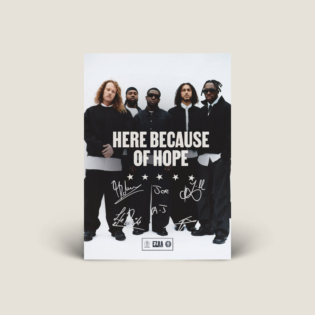 EZRA COLLECTIVE - HERE BECAUSE OF HOPE - INDIES EXCLUSIVE WHITE VINYL 2LP PLUS SIGNED PRINT
