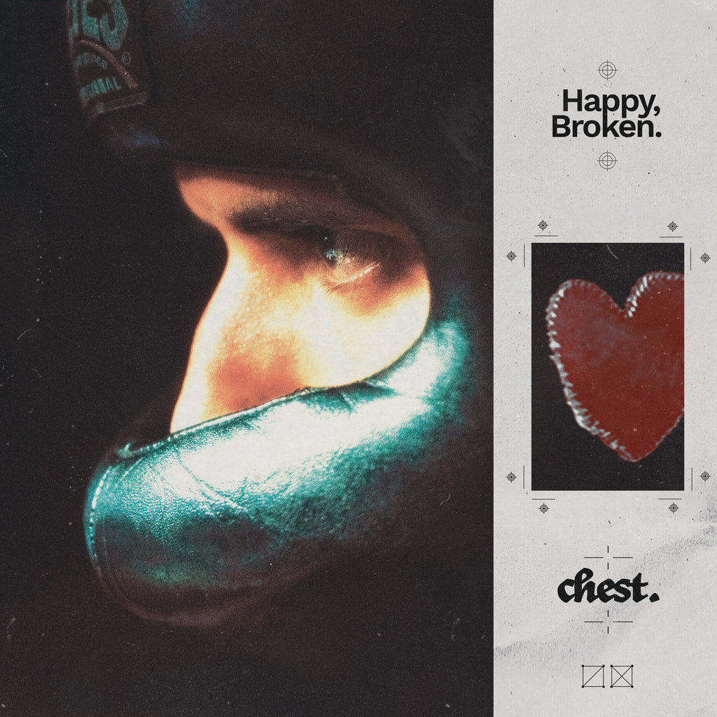 chest. - HAPPY, BROKEN. - DINKED EDITION 427 - GREEN & RED SPLATTER HAND NUMBERED VINYL LP - LIMITED PRESSING OF 300!