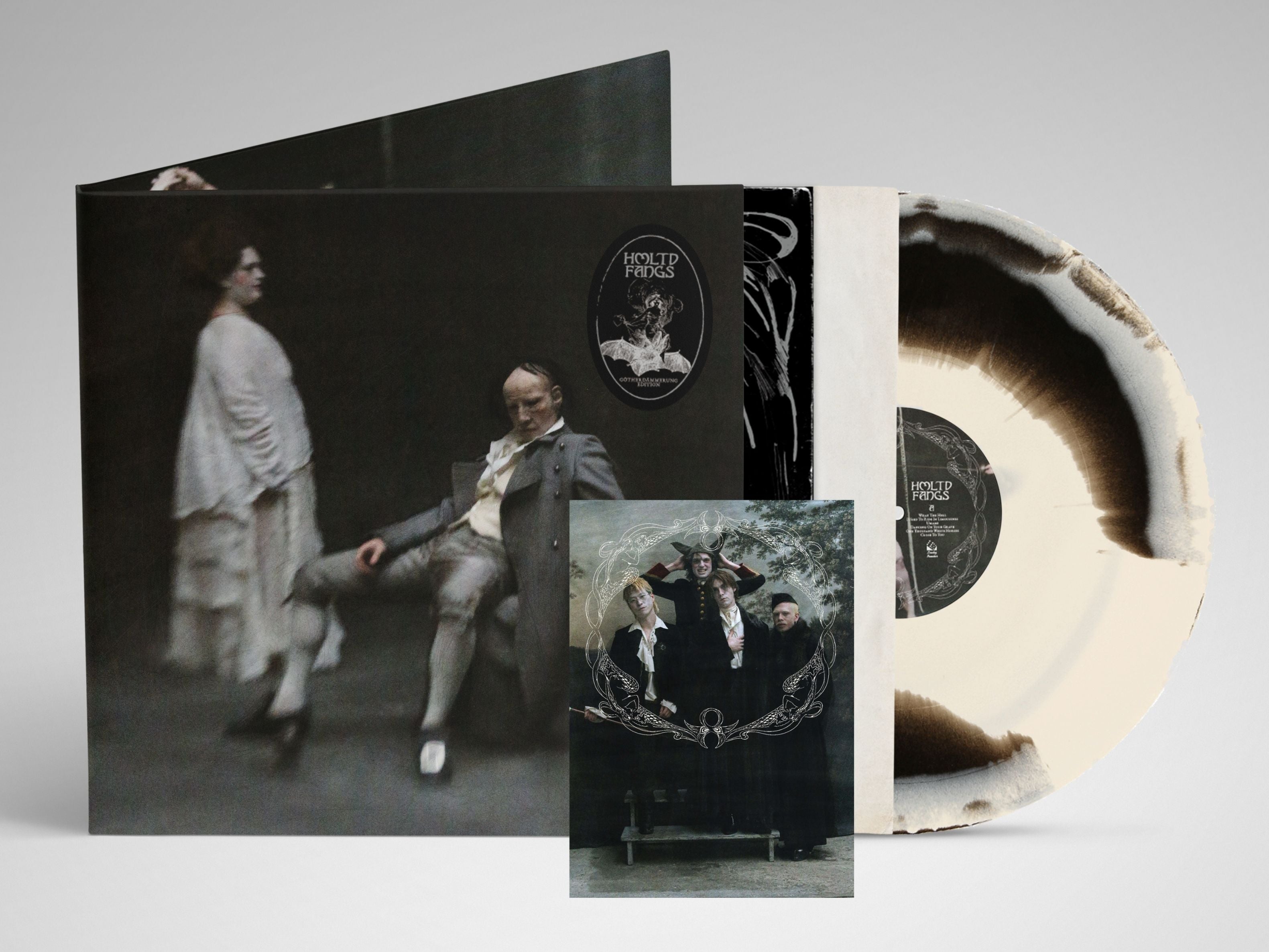 HMLTD - FANGS - INDIES EXCLUSIVE GOTHERDAMMERUNG EDITION - BLACK & WHITE SPLATTER VINYL LP + SIGNED POSTCARD
