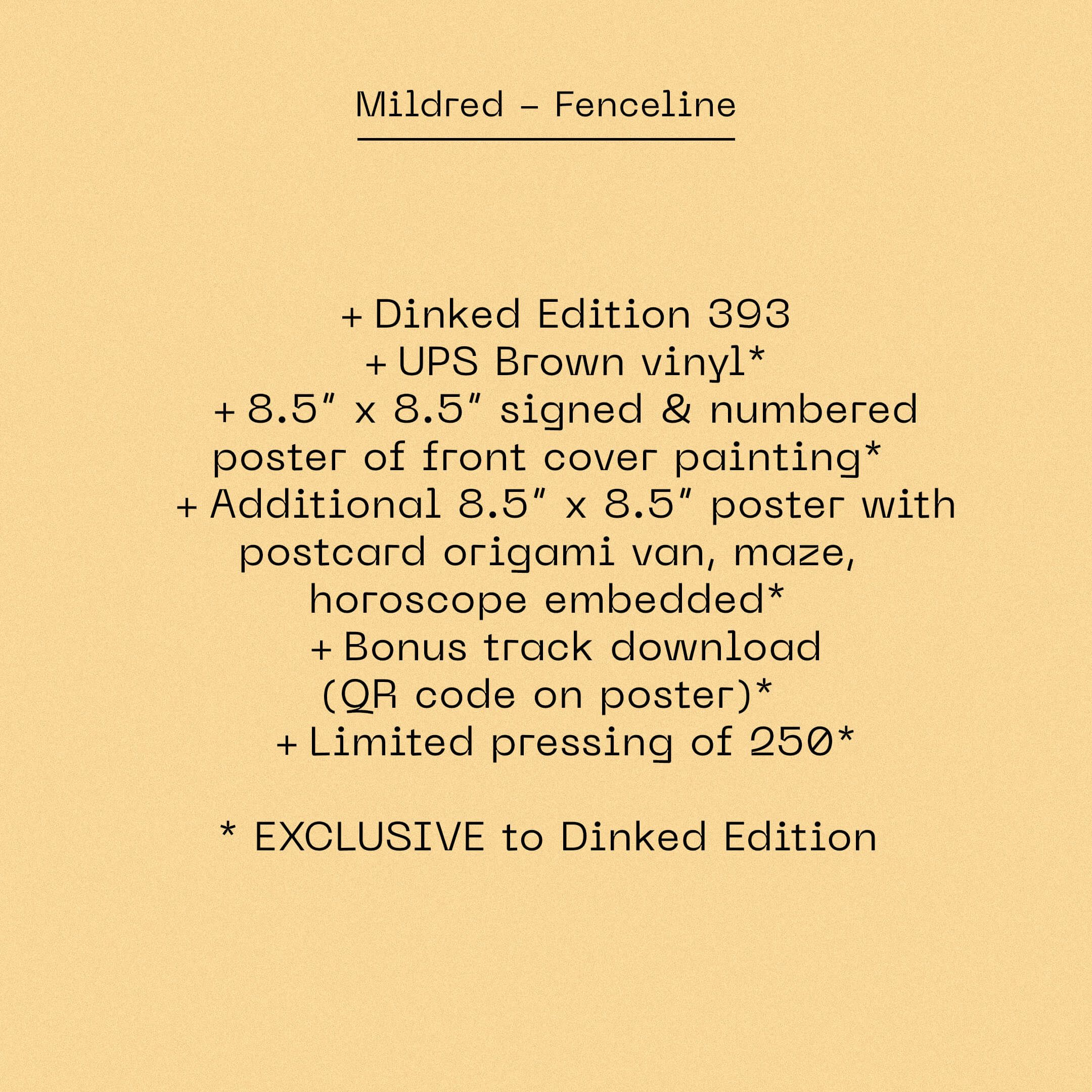 MILDRED - FENCELINE - DINKED EDITION 393 - BROWN VINYL LP