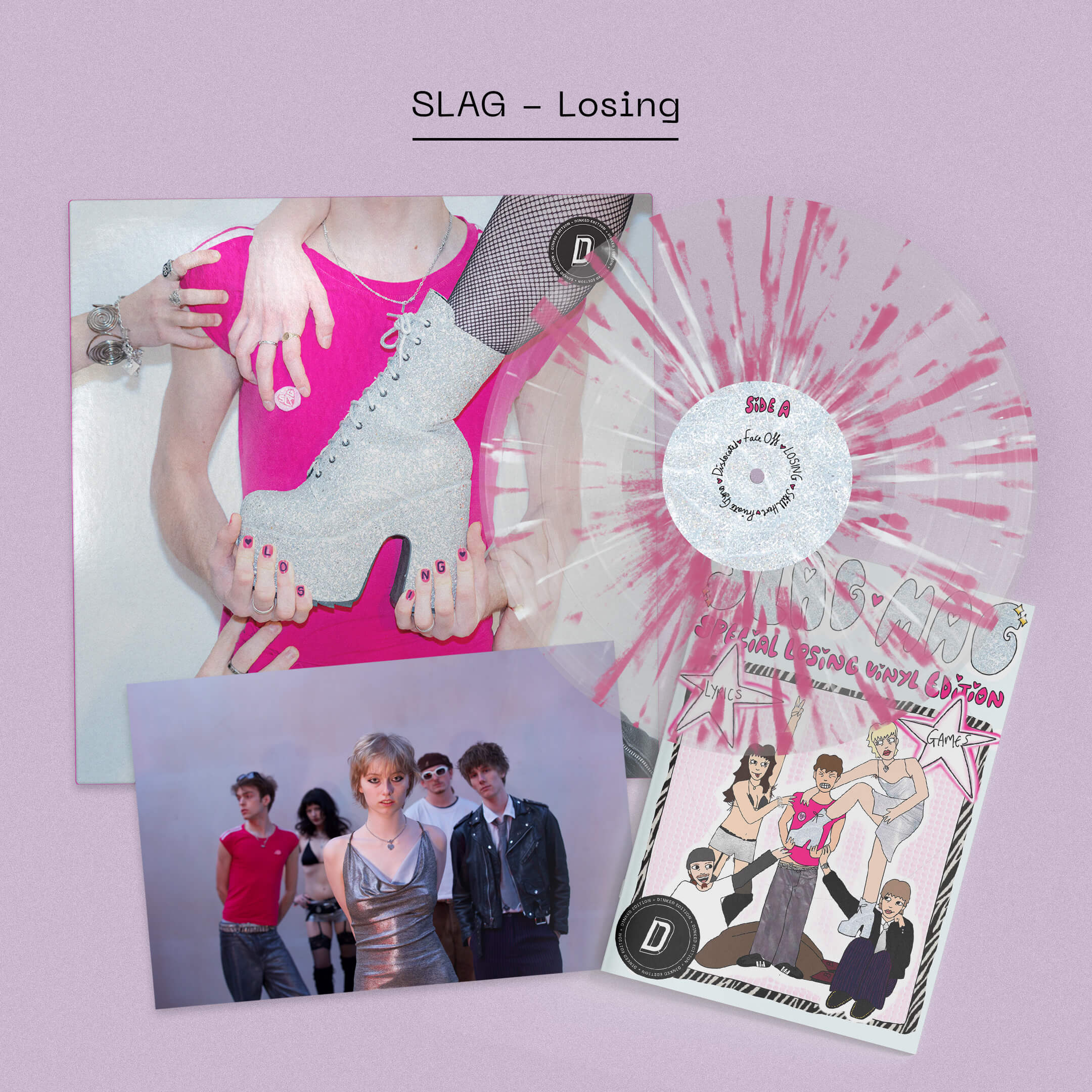 SLAG - LOSING - DINKED EDITION CLEAR WITH PINK & WHITE SPLATTER VINYL LP