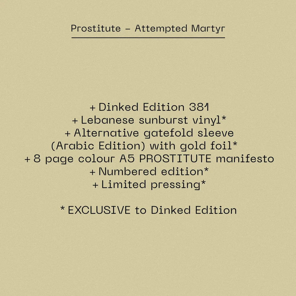 PROSTITUTE - ATTEMPTED MARTYR - DINKED EDITION 381 - LEBANESE SUNBURST VINYL LP