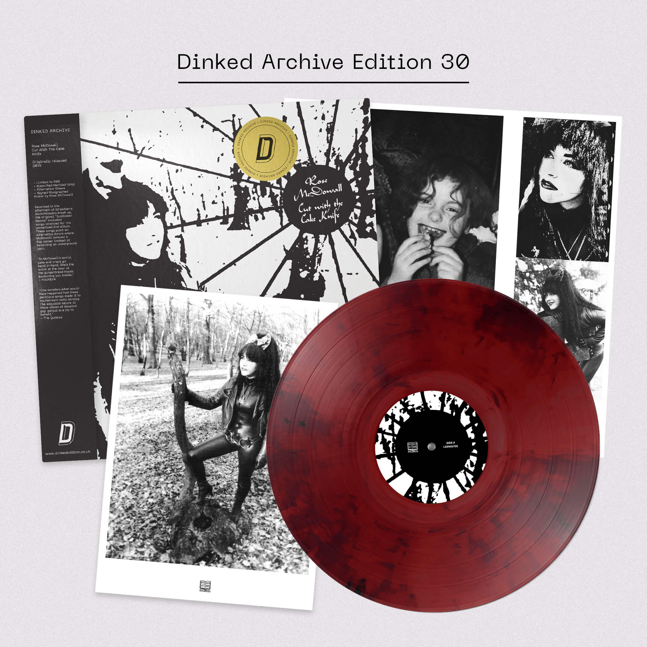 ROSE MCDOWALL - CUT WITH THE CAKE KNIFE - DINKED ARCHIVE EDITION RED & BLACK MARBLE VINYL LP