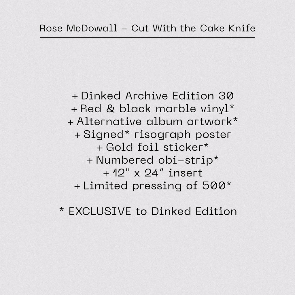 ROSE MCDOWALL - CUT WITH THE CAKE KNIFE - DINKED ARCHIVE EDITION RED & BLACK MARBLE VINYL LP
