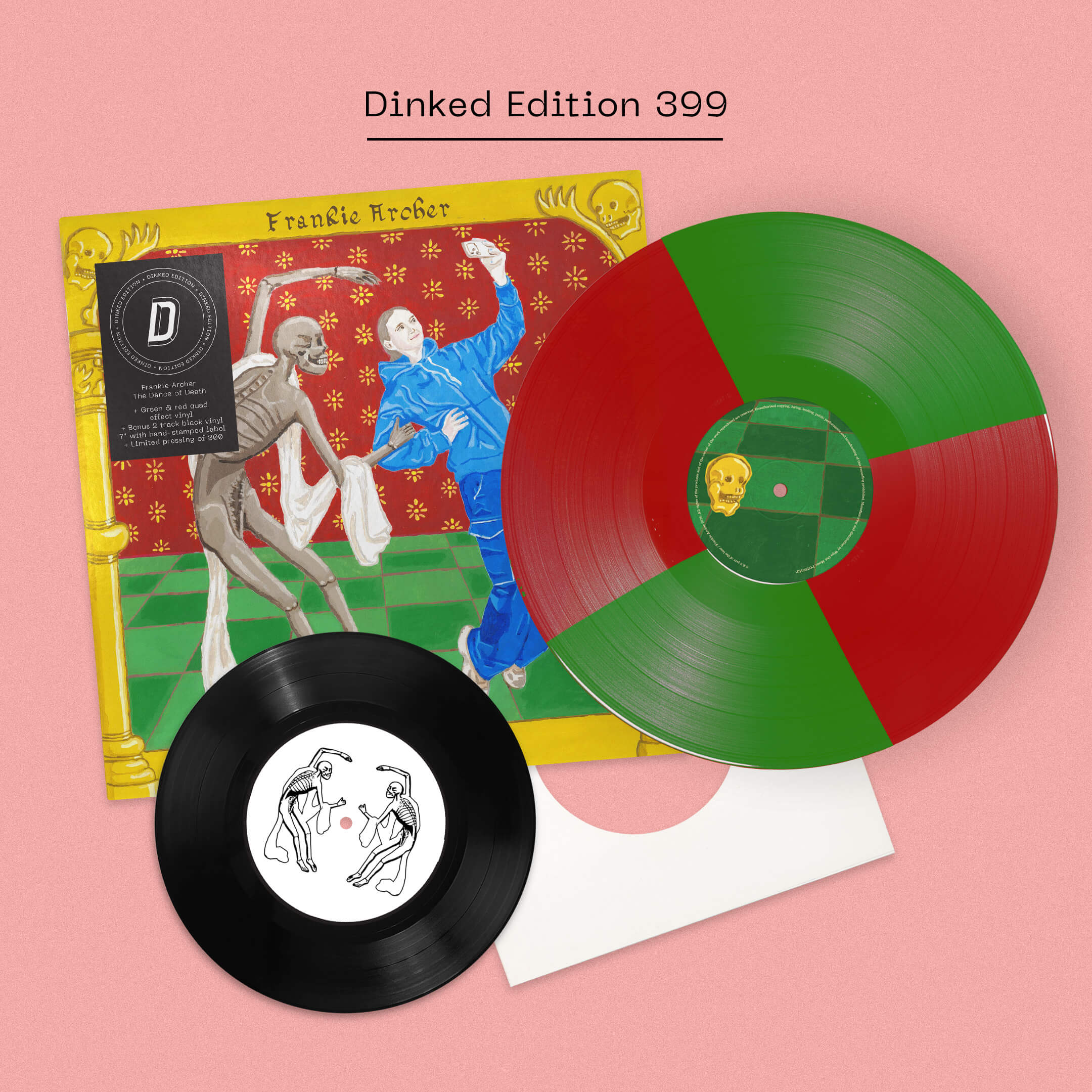 FRANKIE ARCHER - THE DANCE OF DEATH - DINKED EDITION 399 GREEN & RED QUAD EFFECT VINYL LP + BONUS 7”