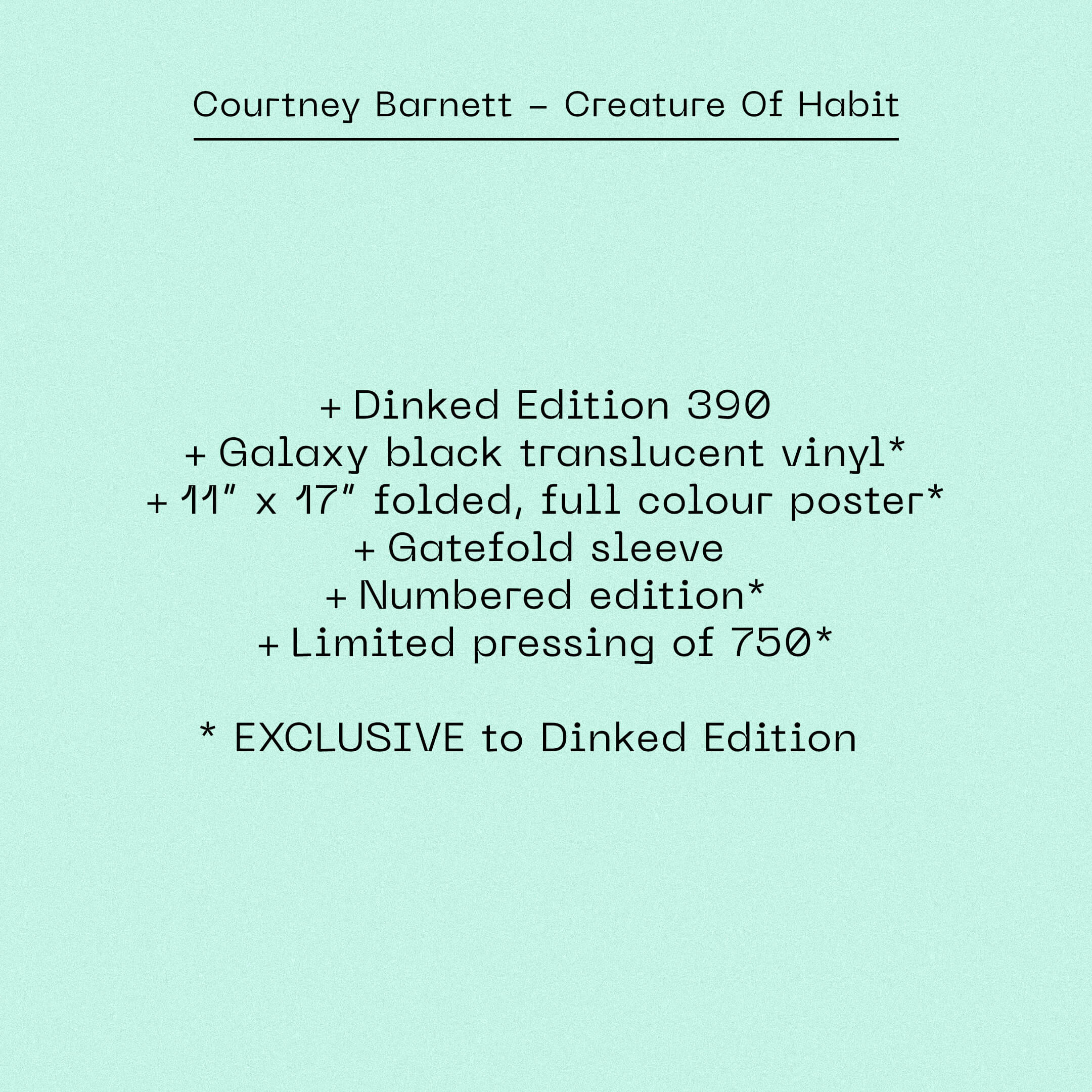 COURTNEY BARNETT - CREATURE OF HABIT - DINKED EDITION 390 - GALAXY BLACK TRANSLUCENT VINYL LP