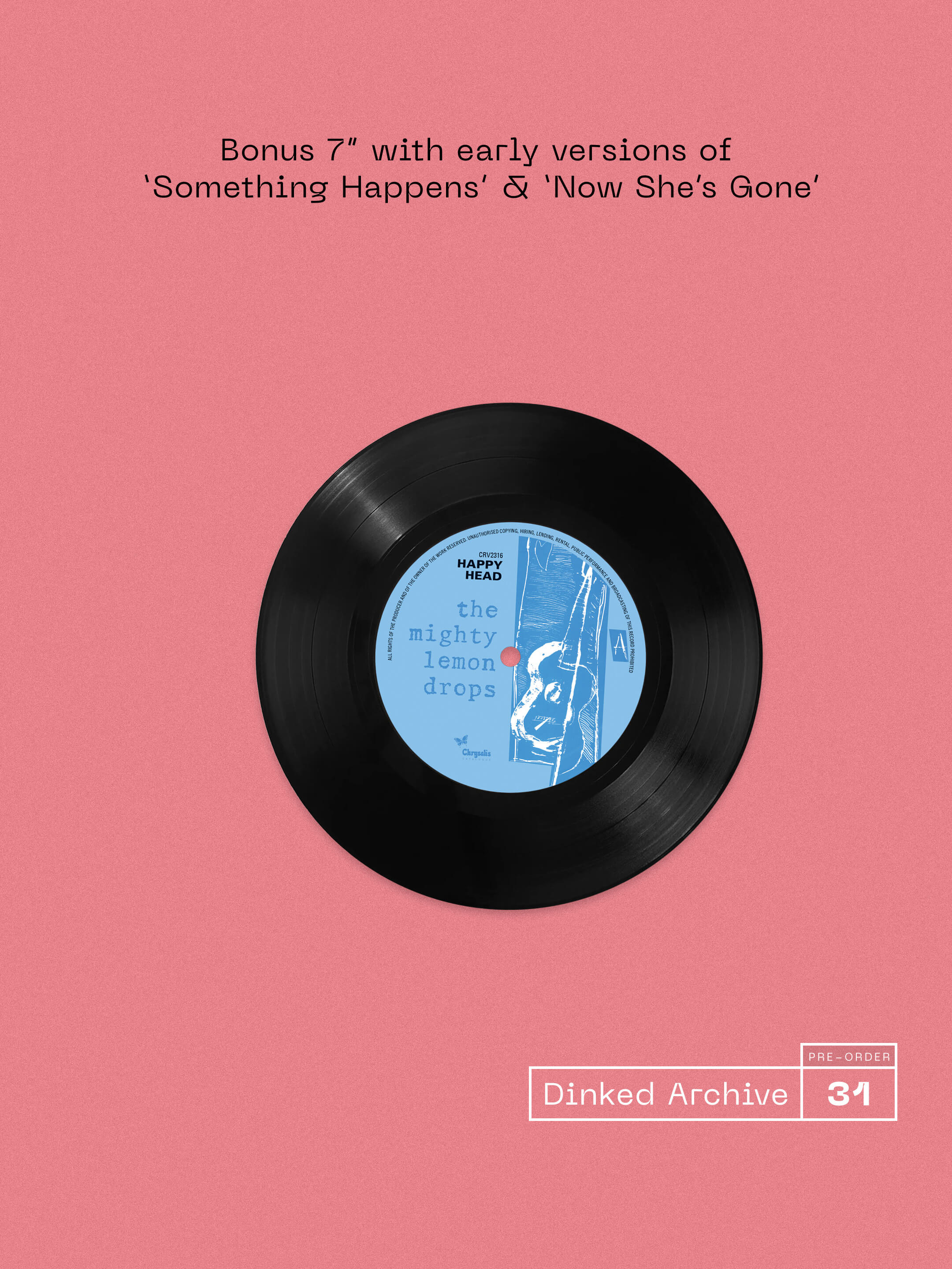 THE MIGHTY LEMON DROPS - HAPPY HEAD (40th ANNIVERSARY) - DINKED ARCHIVE EDITION 31 RED & BLACK MARBLE VINYL LP + 7”