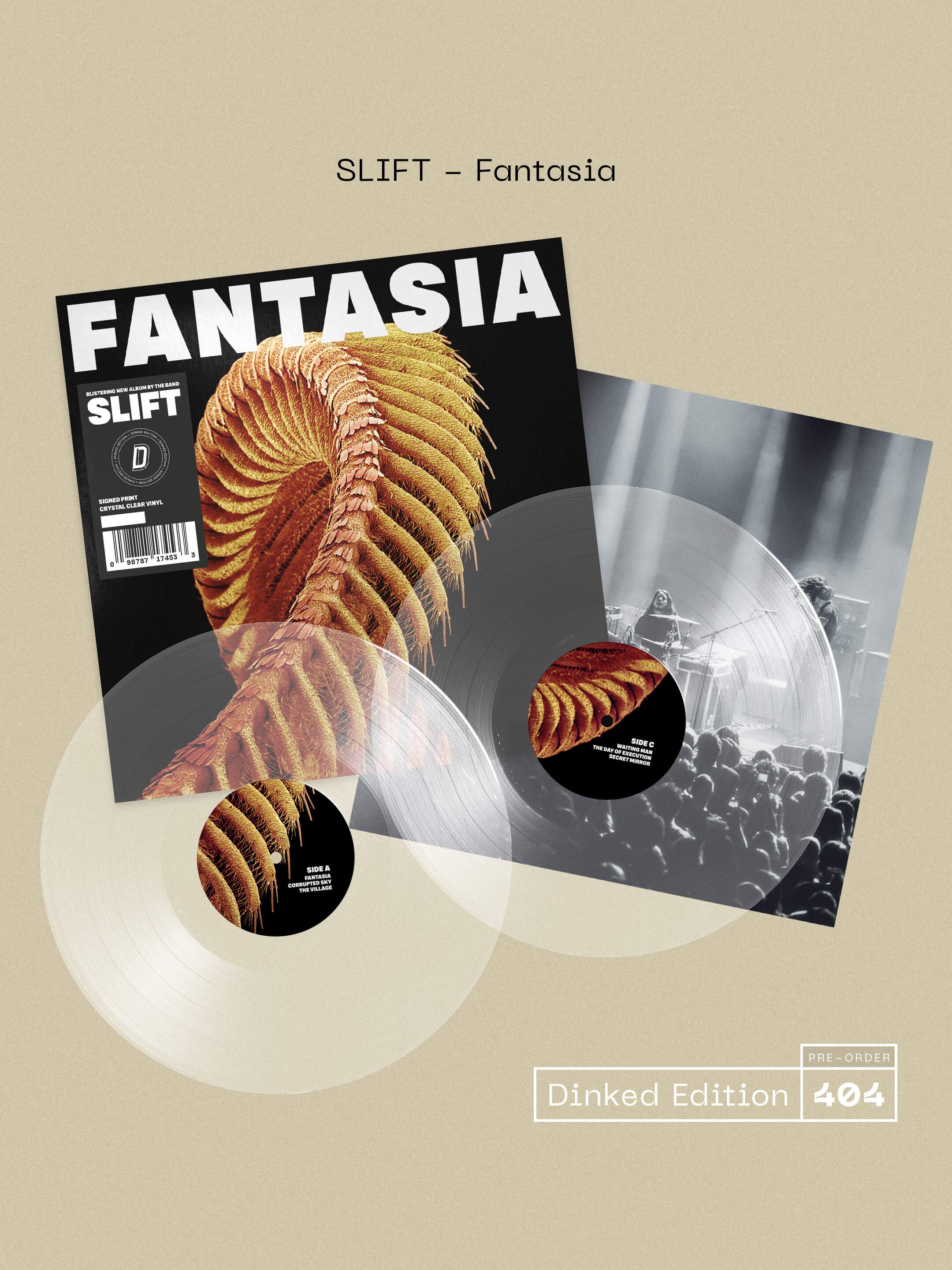 SLIFT - FANTASIA - DINKED EDITION 404 - CRYSTAL CLEAR VINYL 2LP & SIGNED PRINT