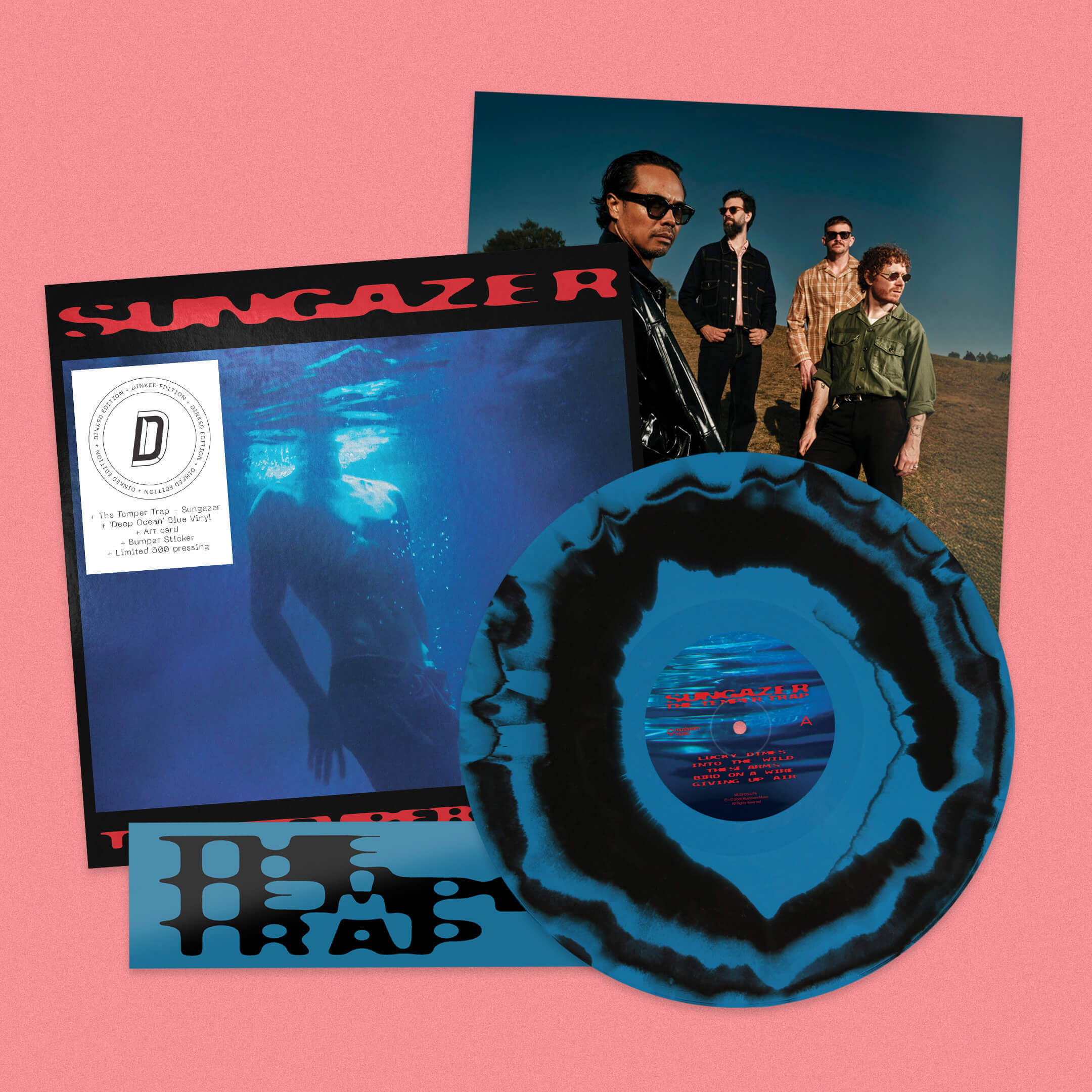 THE TEMPER TRAP - SUNGAZER - DINKED EDITION 405 - DEEP OCEAN BLUE & BLACK MARBLE VINYL LP