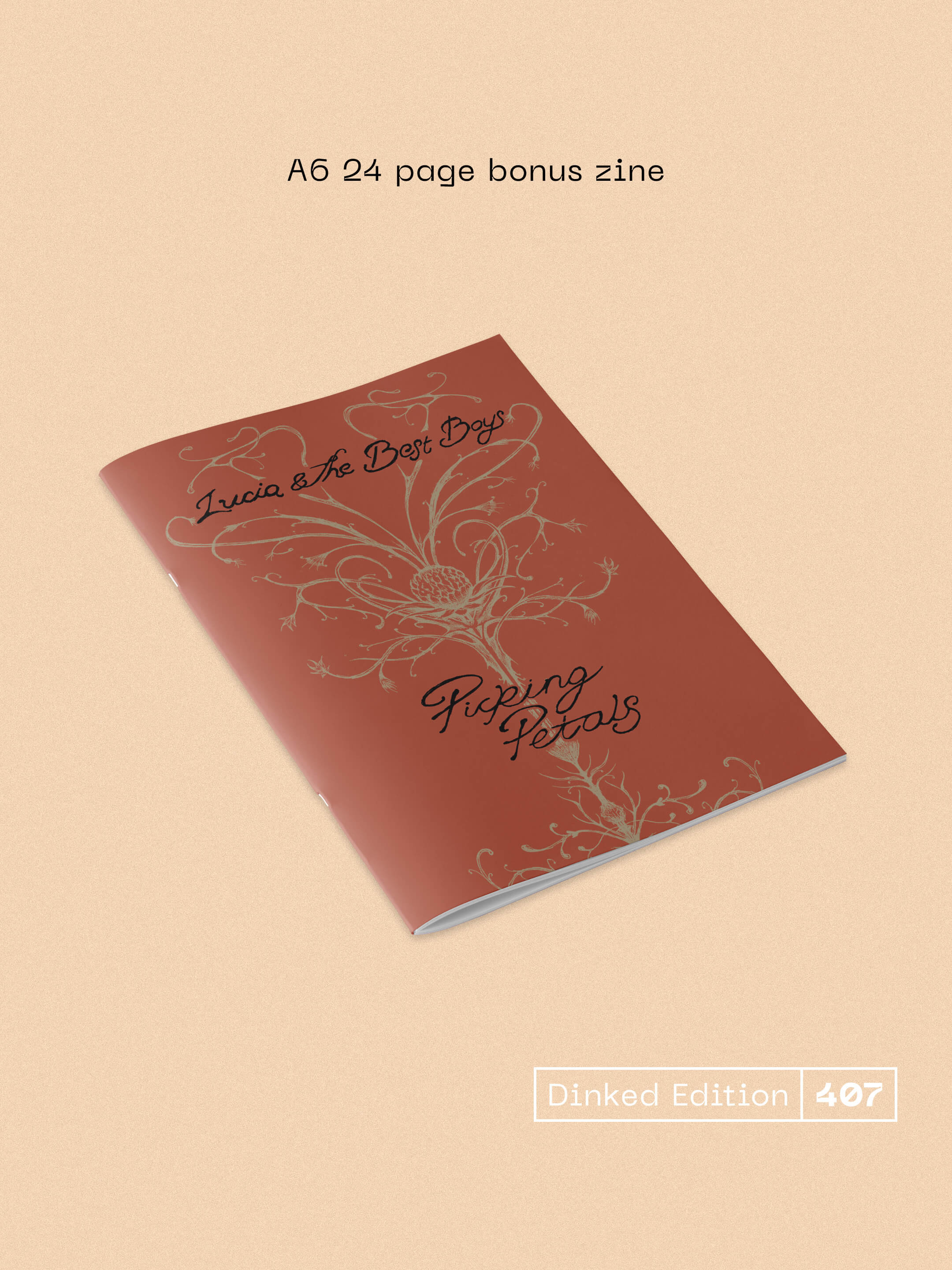 LUCIA AND THE BEST BOYS - PICKING PETALS - DINKED EDITION 407 - CREAM & BLACK MARBLE VINYL LP + BONUS ZINE