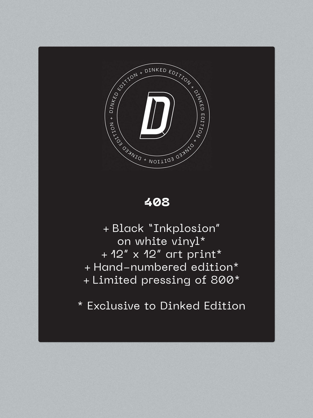TRICKY - DIFFERENT WHEN IT’S SILENT - DINKED EDITION 408 - BLACK IMPLOSION ON WHITE VINYL LP + ART PRINT