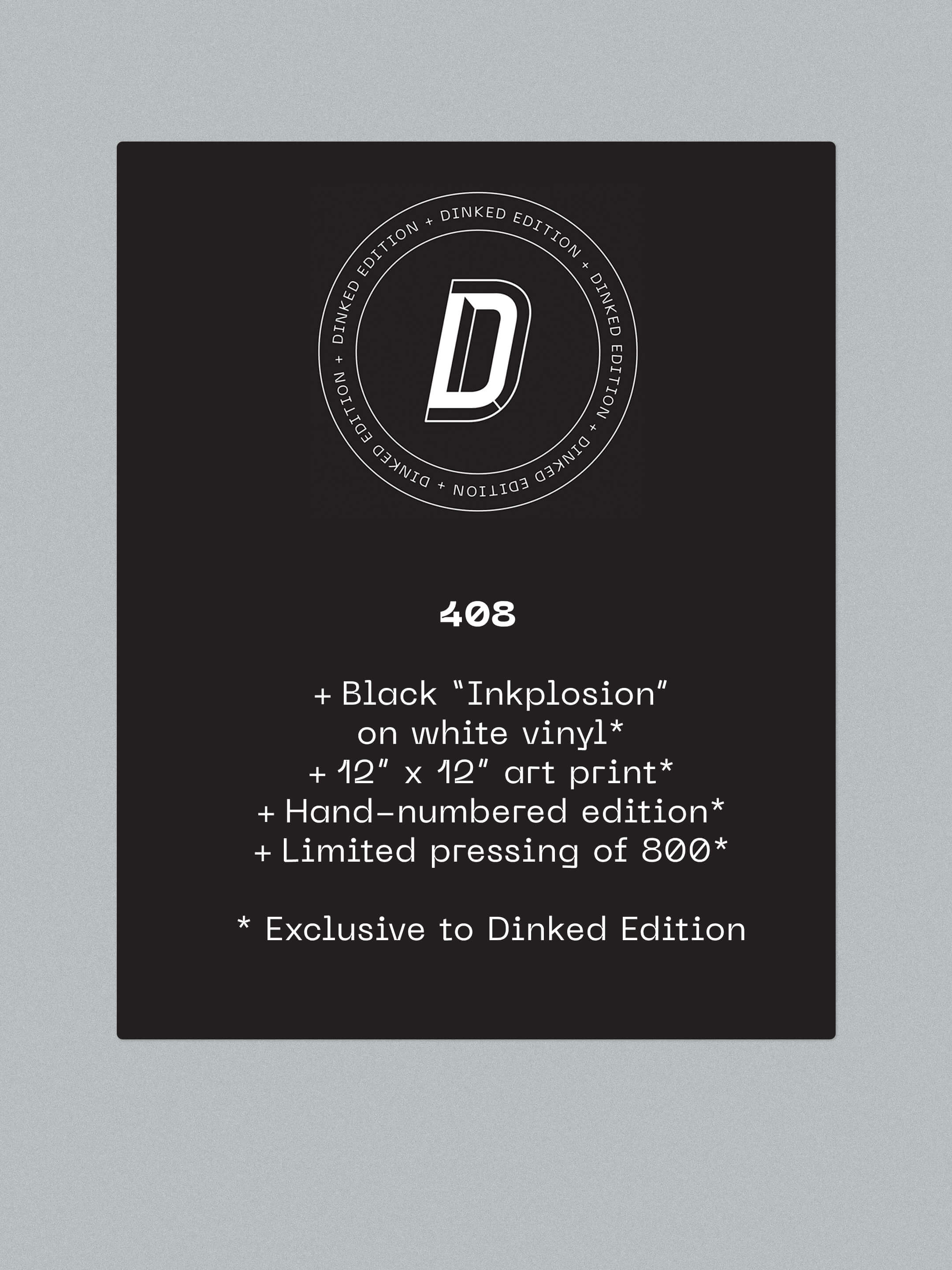 TRICKY - DIFFERENT WHEN IT’S SILENT - DINKED EDITION 408 - BLACK IMPLOSION ON WHITE VINYL LP + ART PRINT