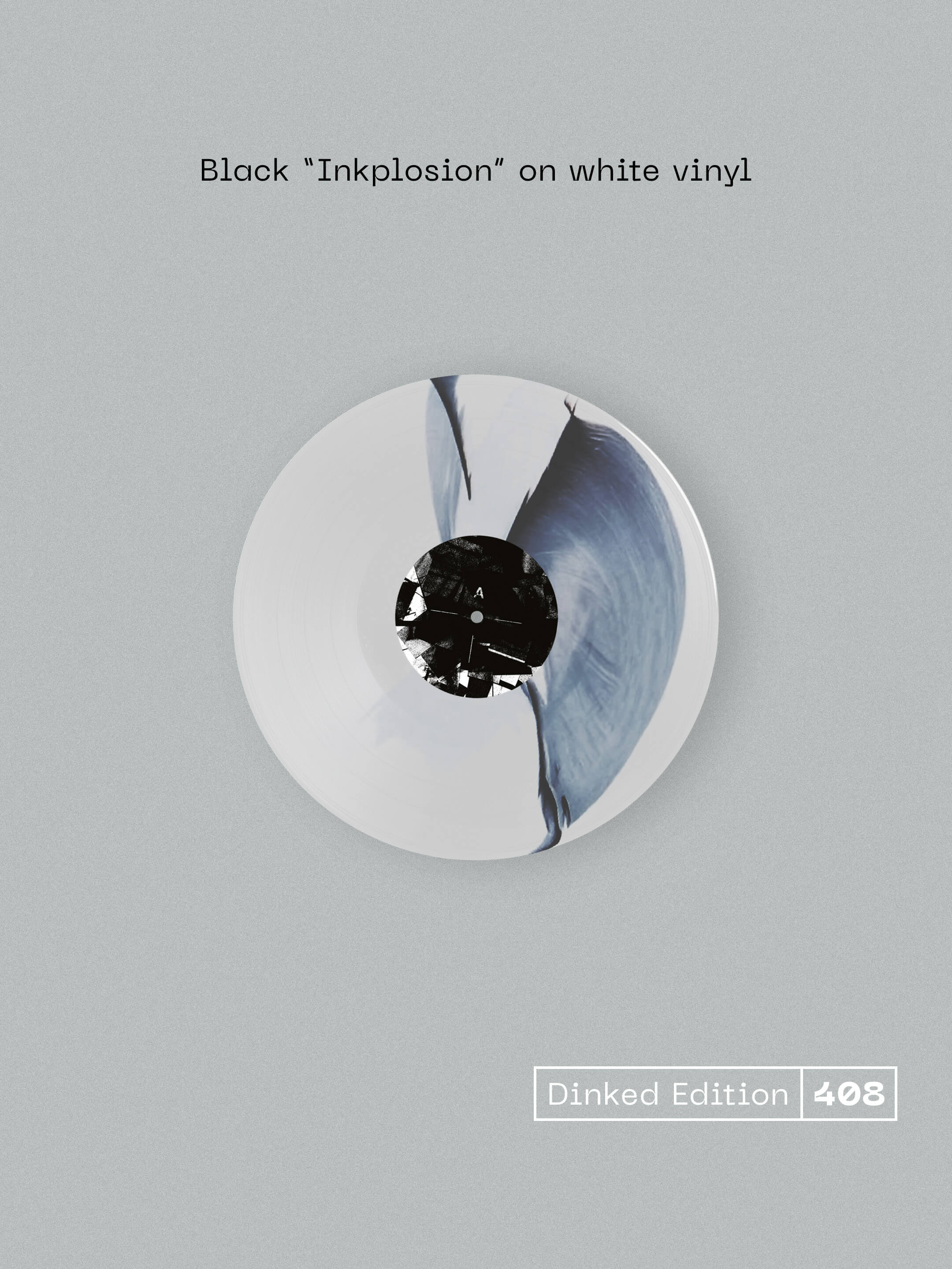 TRICKY - DIFFERENT WHEN IT’S SILENT - DINKED EDITION 408 - BLACK IMPLOSION ON WHITE VINYL LP + ART PRINT