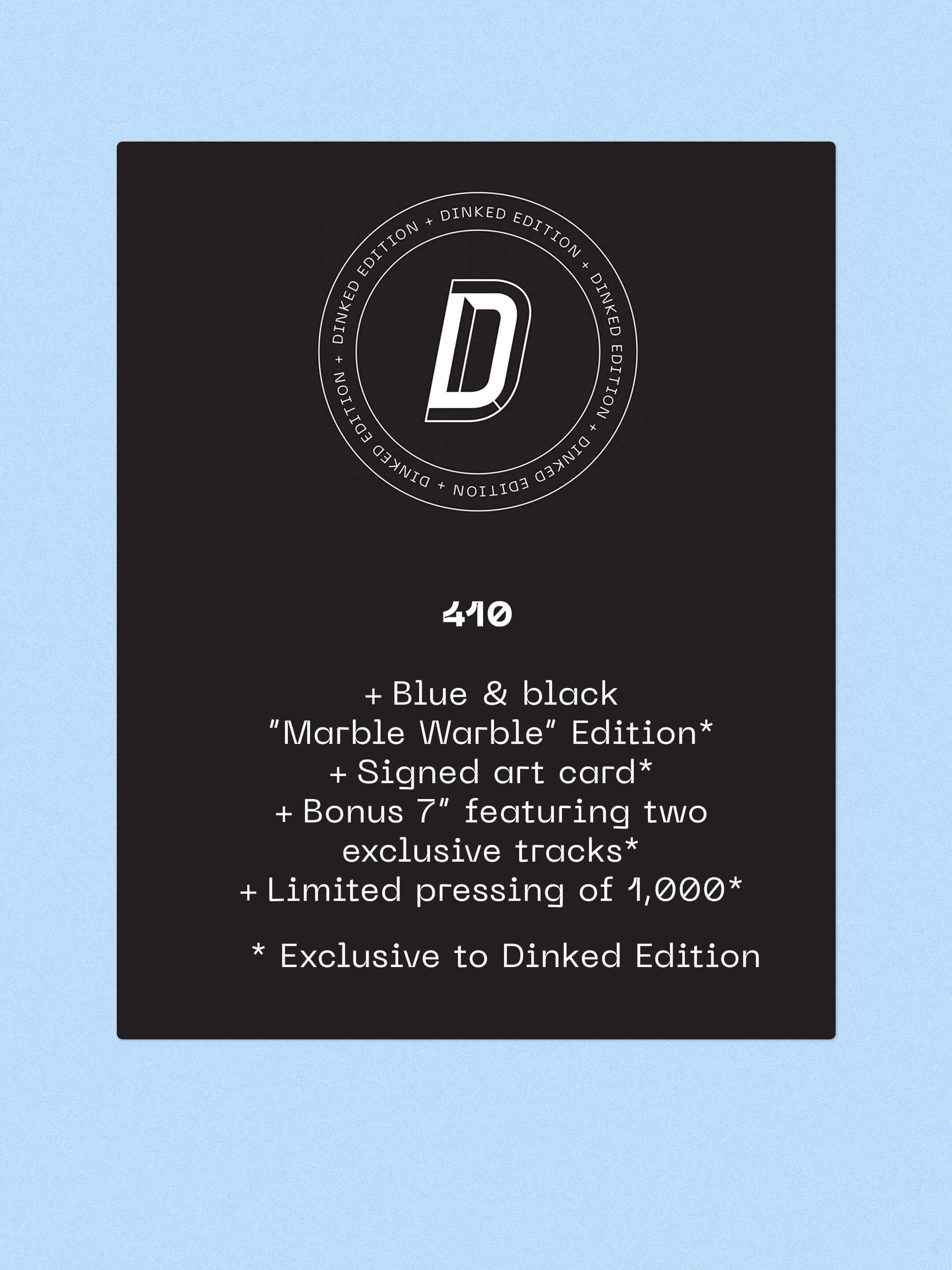 ANTONY SZMIEREK - DECODING BIRDSONG - DINKED EDITION 410 - BLUE & BLACK MARBLE WARBLE VINYL LP + 7” & SIGNED ART CARD