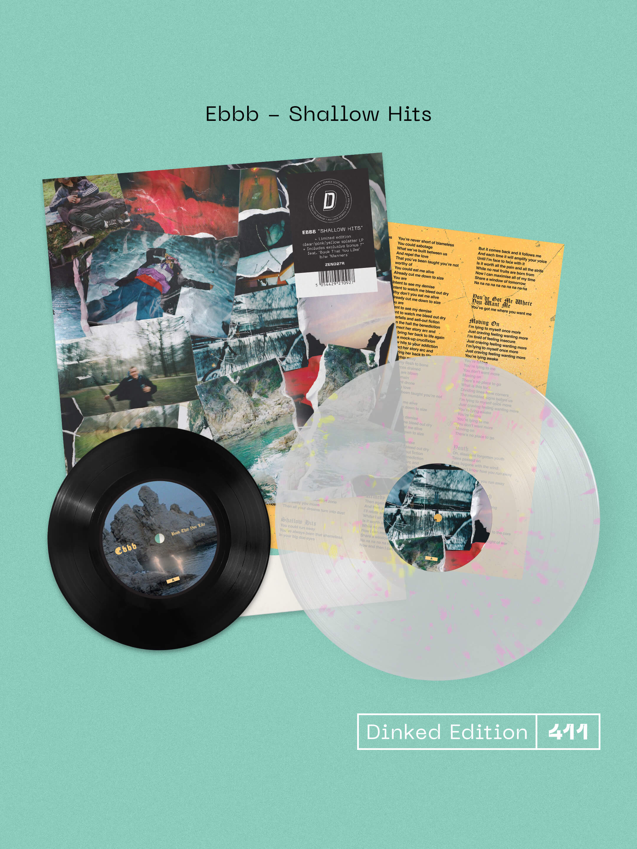 EBBB - SHALLOW HITS - DINKED EDITION 411 - SPLATTER VINYL LP + BONUS 7”