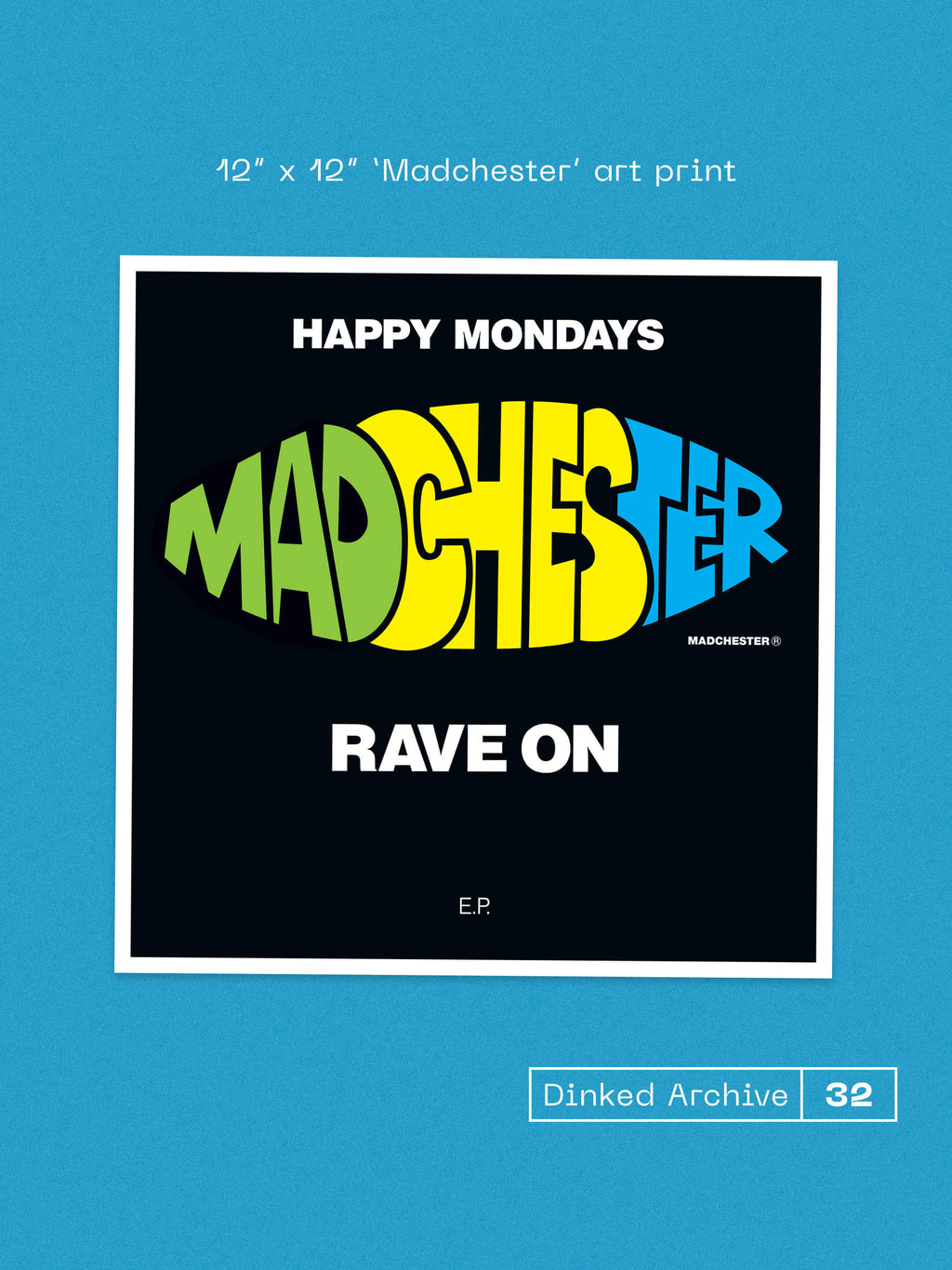 HAPPY MONDAYS - PILLS ‘N’ THRILLS & BELLYACHES - DINKED ARCHIVE EDITION 32 - YELLOW & BLUE VINYL PILL SPLIT COLOUR VINYL LP + PRINT