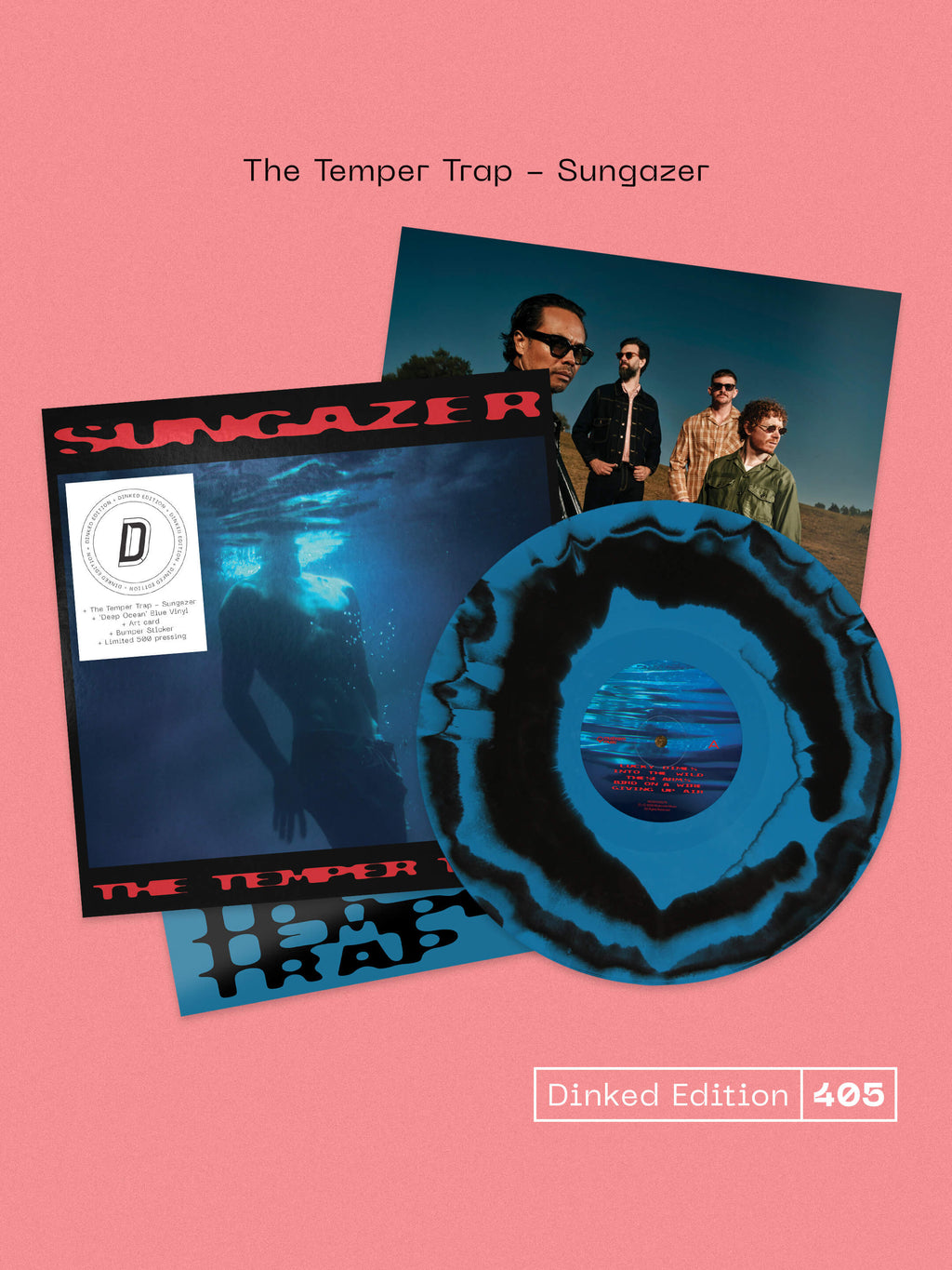 THE TEMPER TRAP - SUNGAZER - DINKED EDITION 405 - DEEP OCEAN BLUE & BLACK MARBLE VINYL LP