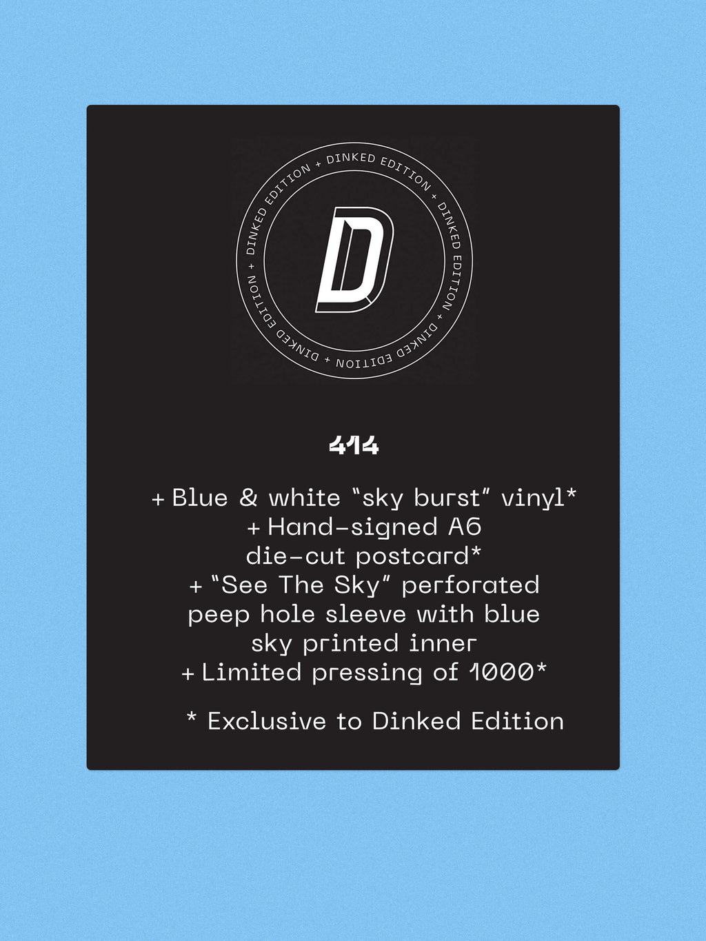 MYSTERY JETS - A HOLE TO SEE THE SKY THROUGH - DINKED EDITION 414 - BLUE & WHITE SKY BURST VINYL LP +’SIGNED POSTCARD