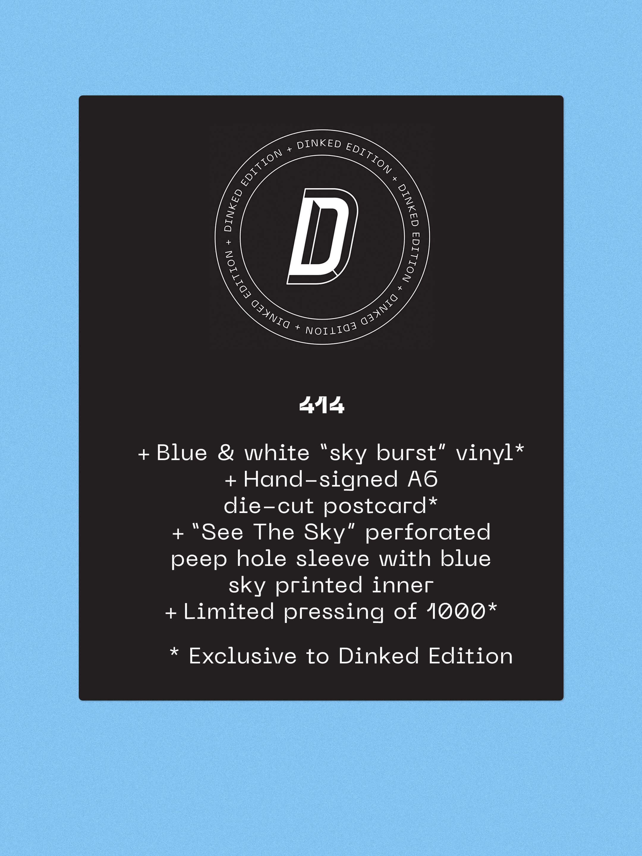 MYSTERY JETS - A HOLE TO SEE THE SKY THROUGH - DINKED EDITION 414 - BLUE & WHITE SKY BURST VINYL LP +’SIGNED POSTCARD
