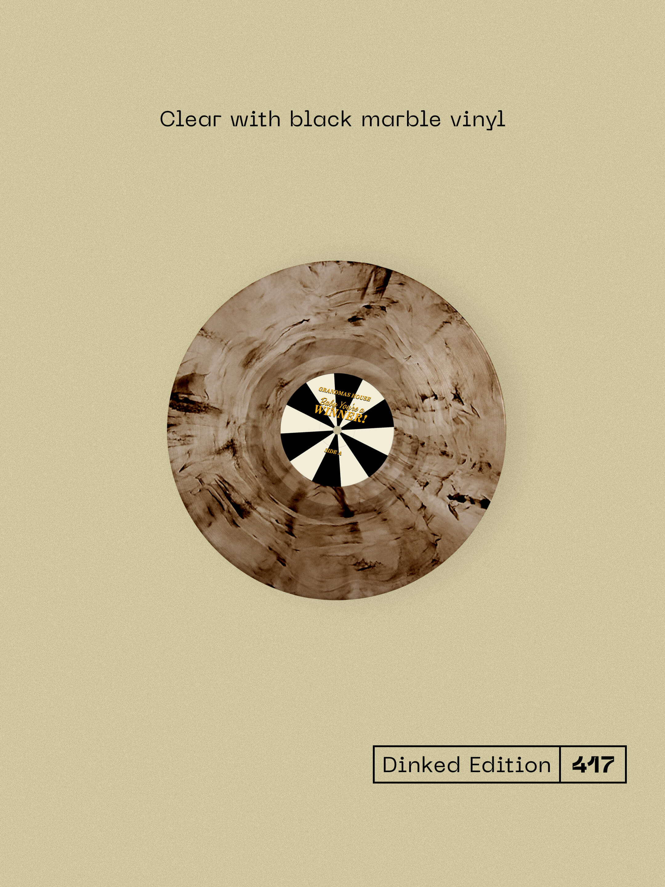 GRANDMAS HOUSE - BABY YOU’RE A WINNER - DINKED EDITION 417 - CLEAR & BLACK MARBLE VINYL LP + ART CARDS & LYRICS ZINE