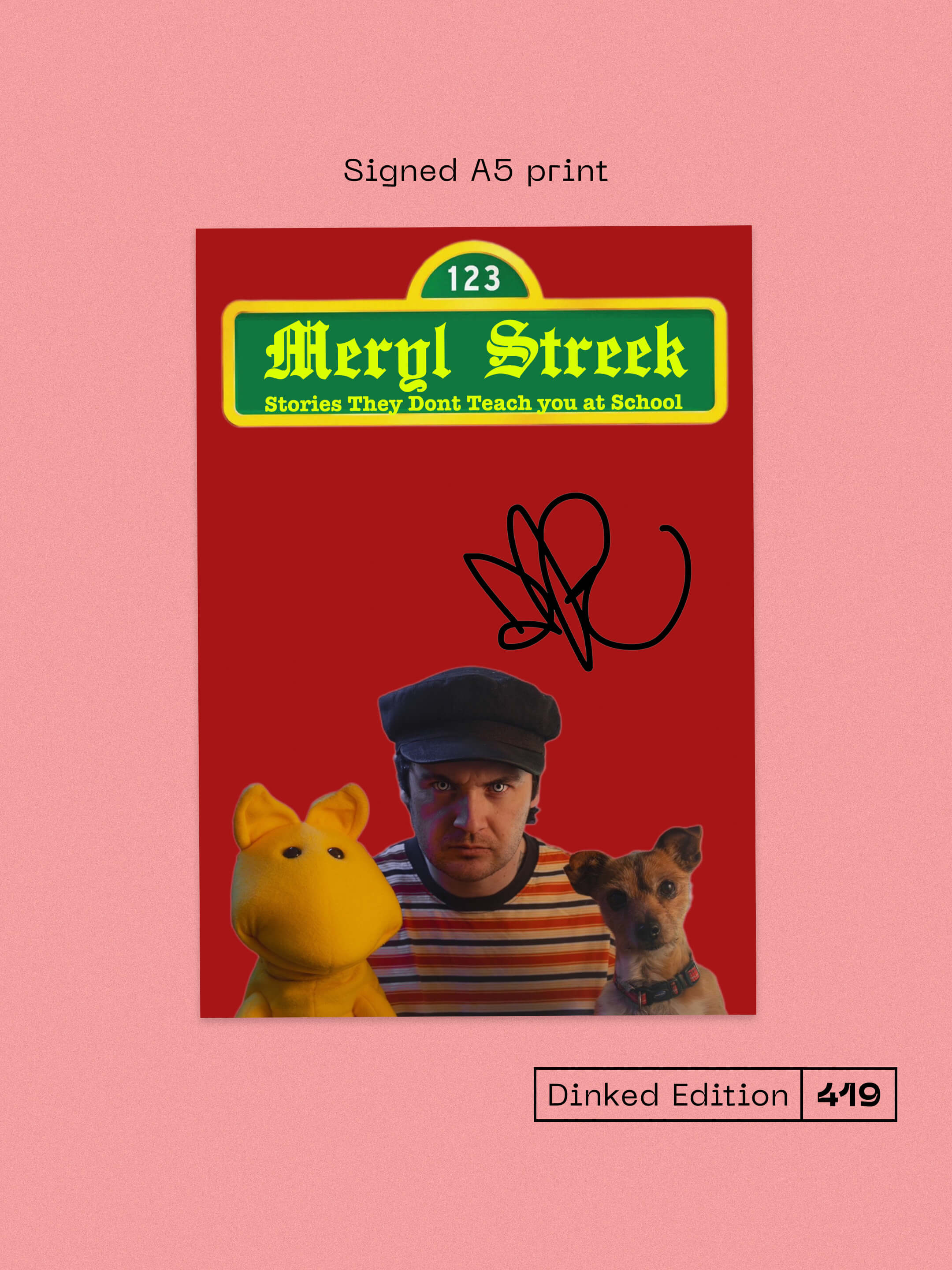 MERYL STREEK - STORIES THEY DON’T TEACH YOU AT SCHOOL - DINKED EDITION 419 - CLEAR WITH RED SPLATTER VINYL LP + SIGNED PRINT