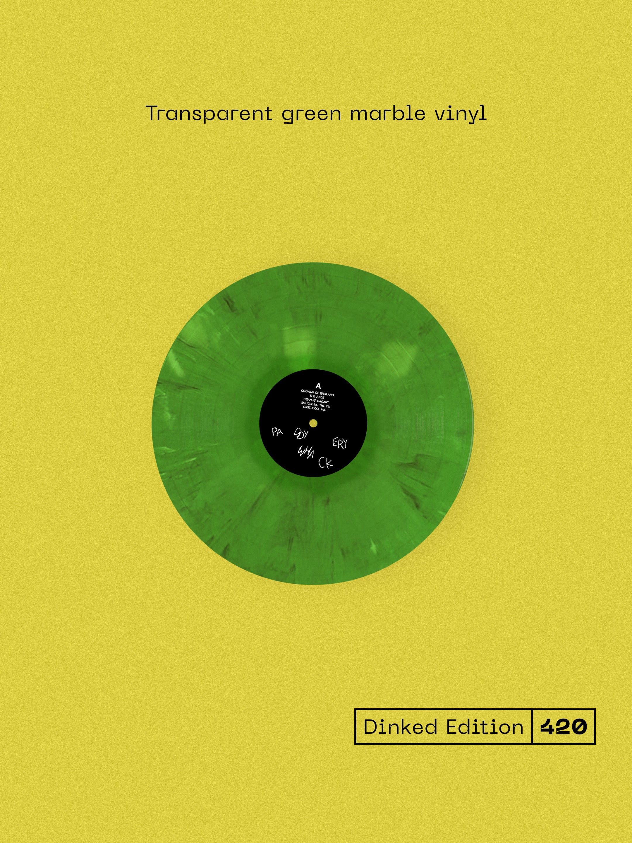 THE MARY WALLOPERS - PADDYWHACKERY - DINKED EDITION 420 - TRANSPARENT GREEN MARBLE VINYL LP + SIGNED PRINT & BEER MATS