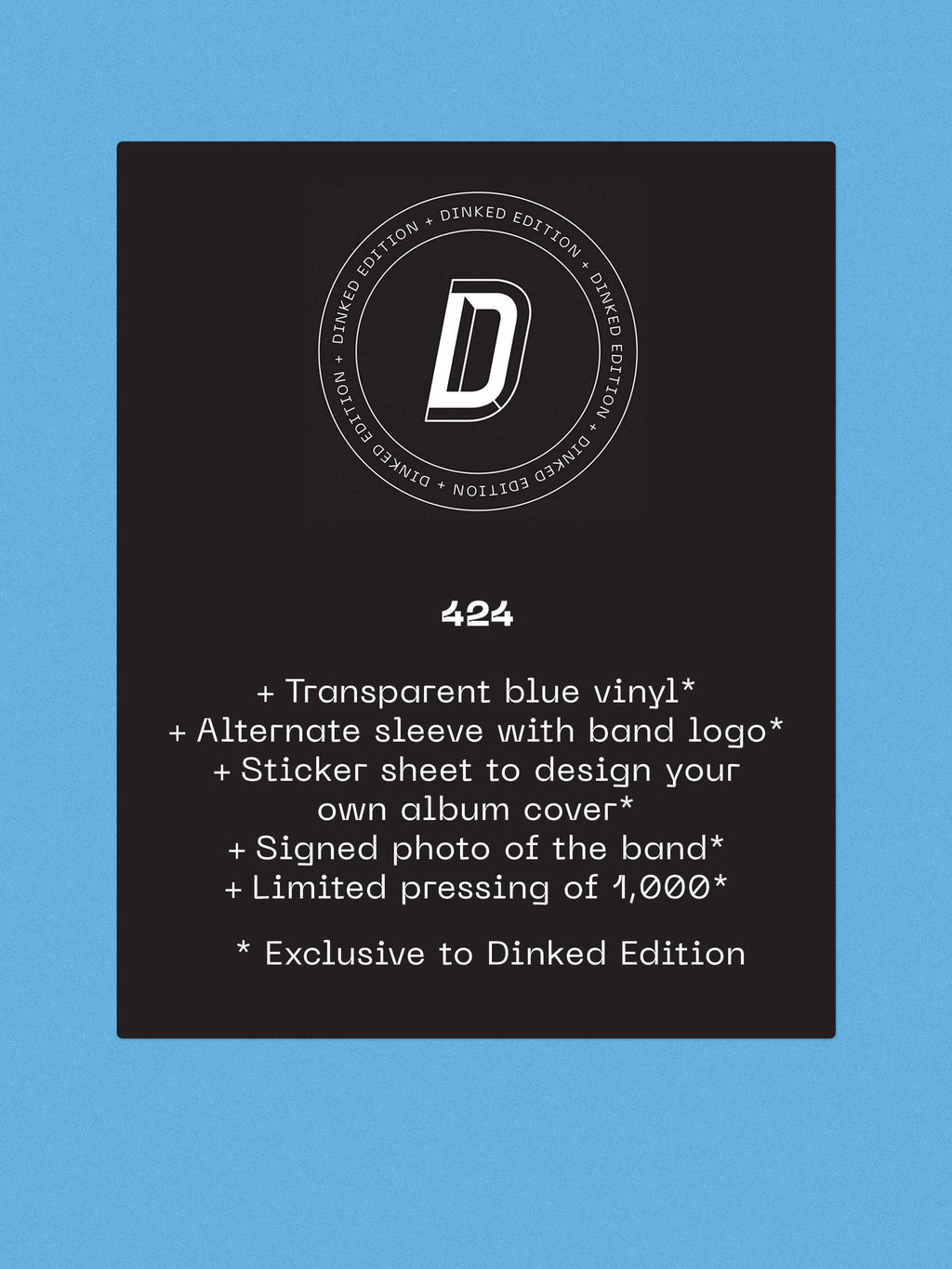 ADULT DVD - ADULT DVD - DINKED EDITION 424 - TRANSPARENT BLUE VINYL LP + STICKER SHEET & SIGNED PHOTO