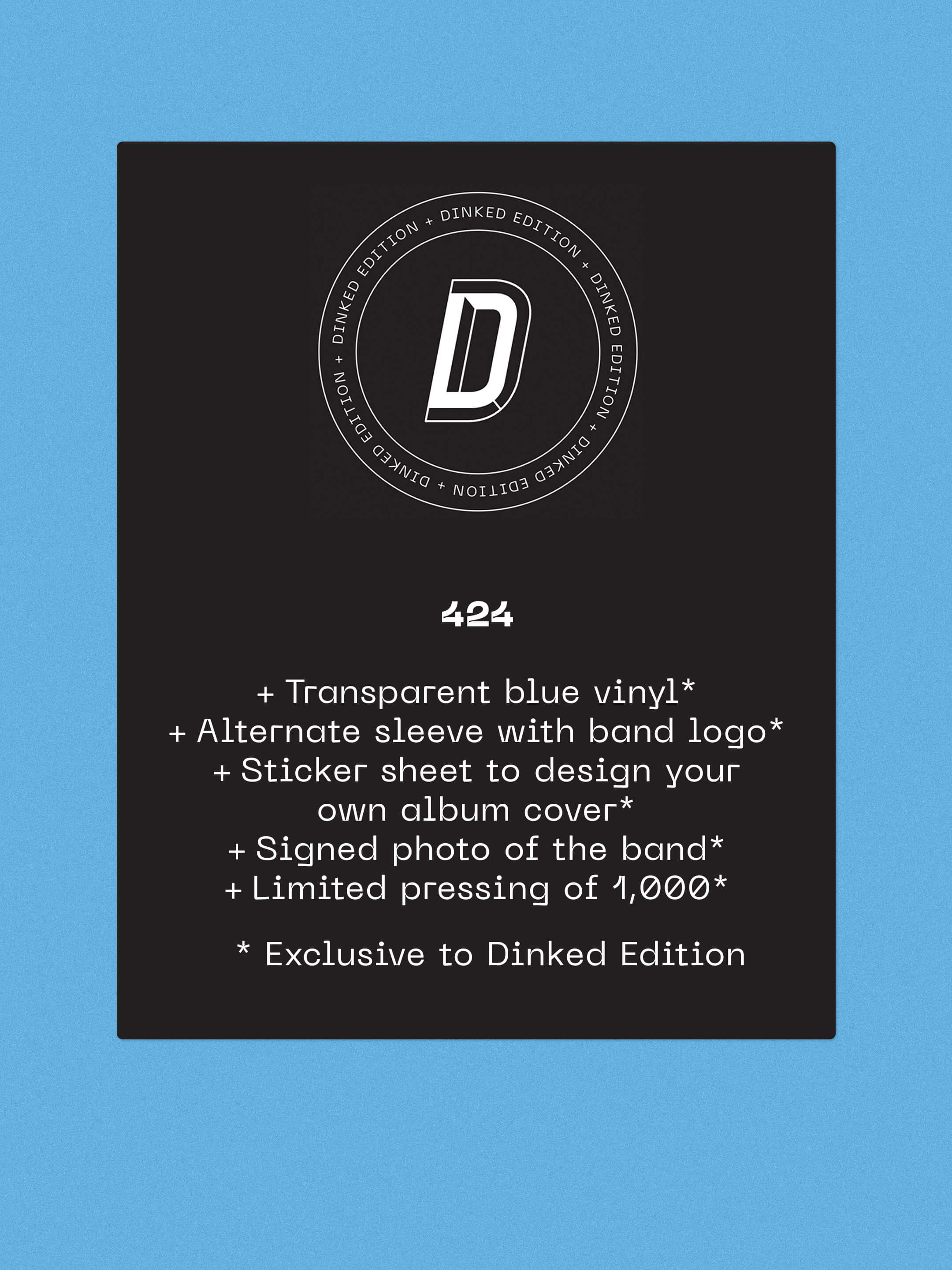 ADULT DVD - ADULT DVD - DINKED EDITION 424 - TRANSPARENT BLUE VINYL LP + STICKER SHEET & SIGNED PHOTO