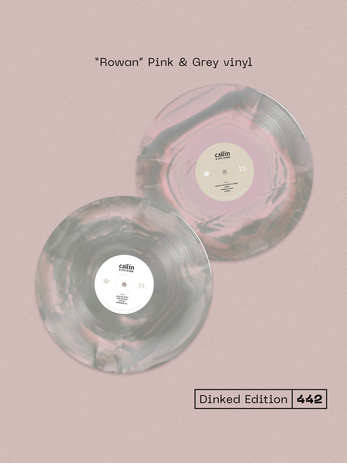KATE NASH - CAILIN - DINKED EDITION 442 - ‘ROWAN’ PINK & GREY VINYL 2LP + SIGNED PRINT & STICKER SET - PRE ORDER OUT 22ND JAN 2027