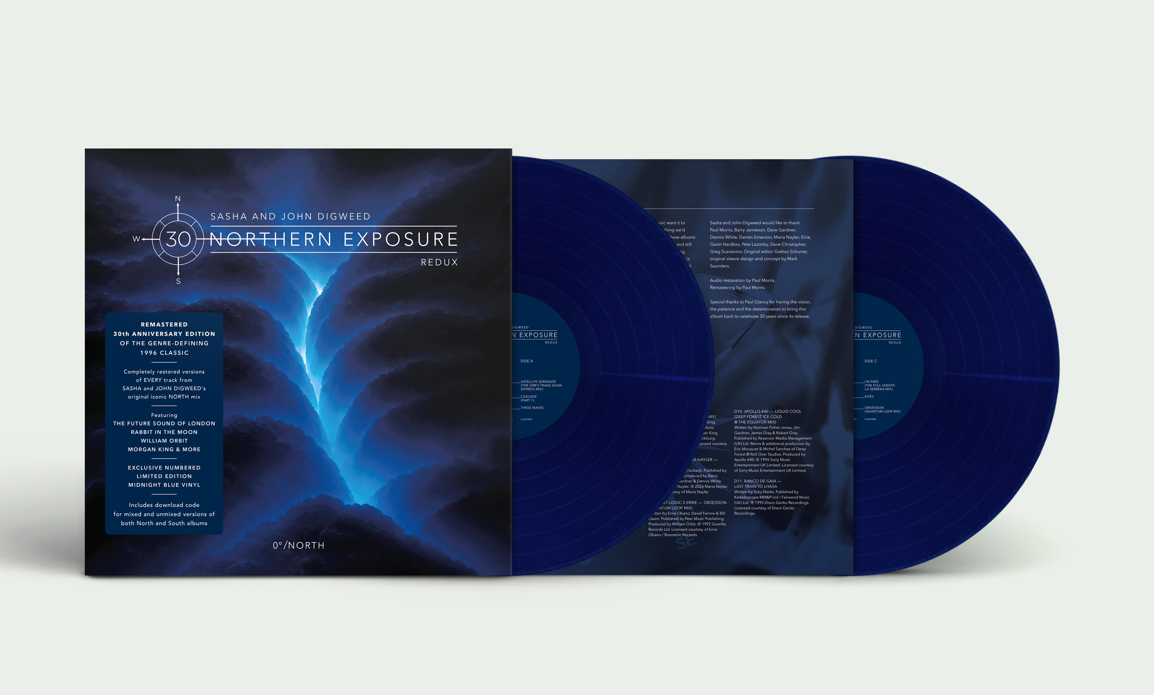 SASHA & JOHN DIGWEED - NORTHERN EXPOSURE REDUX - NORTH EDITION 2LP MIDNIGHT BLUE VINYL - NUMBERED LIMITED TO 5000 COPIES WORLDWIDE!